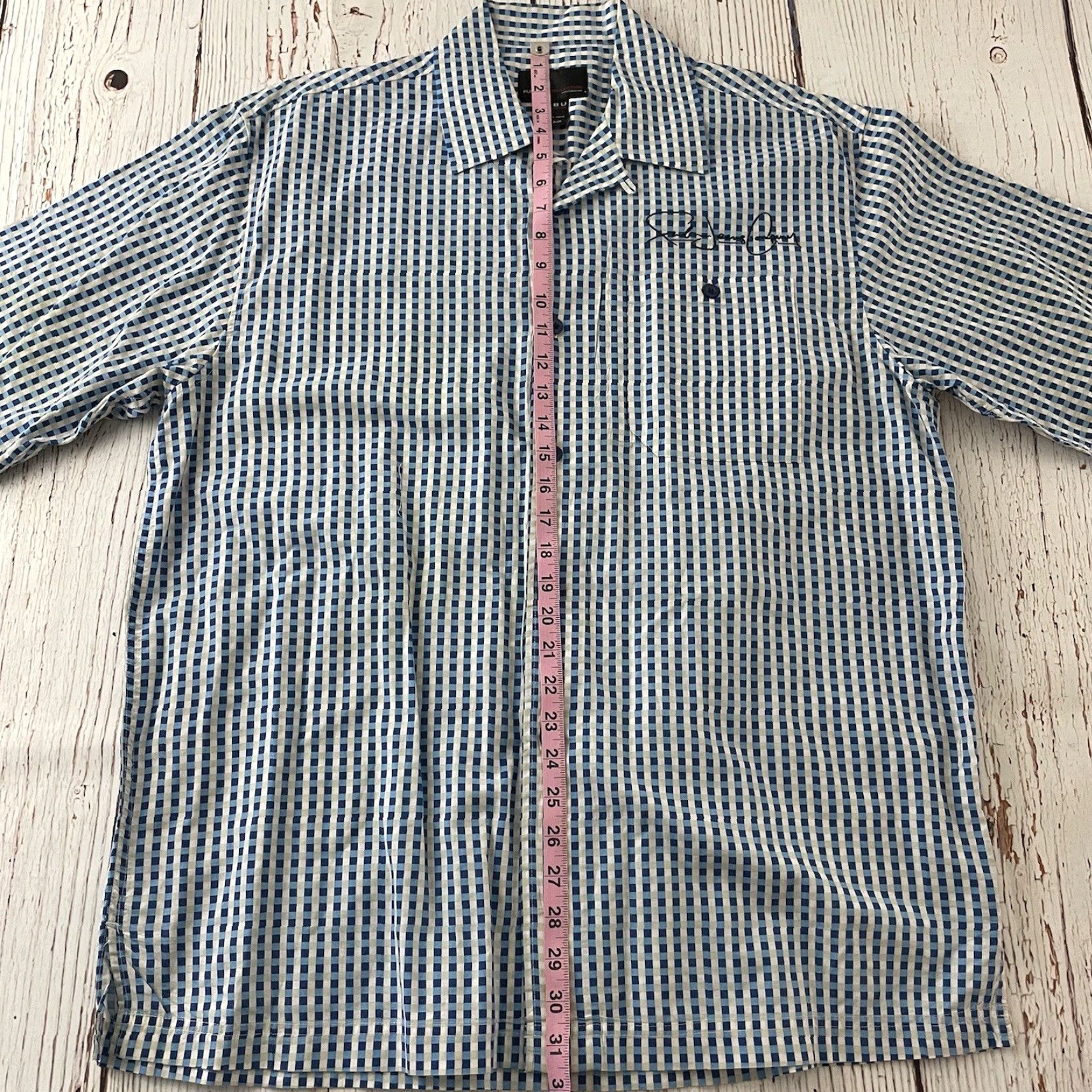 Fubu VINTAGE FUBU Shirt Plaid Button-Up - 90s Blue White, Short Sleeve, Men’s Large, Cotton, 2 Pockets, Button Front Size US L / EU 52-54 / 3 - 4 Thumbnail