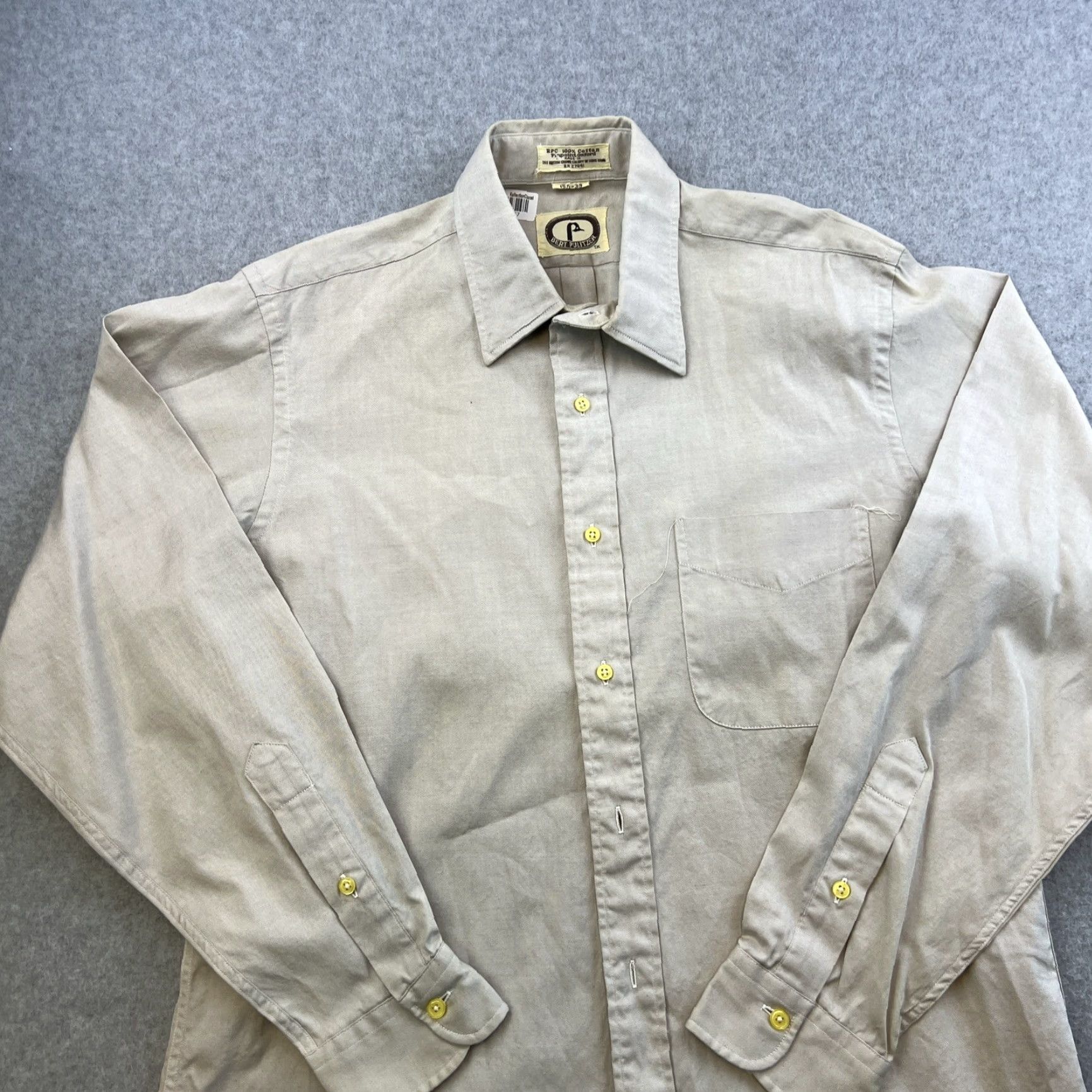 Vintage Bert Pulitzer Shirt Mens 15.5-33 Beige Long Sleeve Collared Button Up Oxford Size US L / EU 52-54 / 3 - 6 Thumbnail