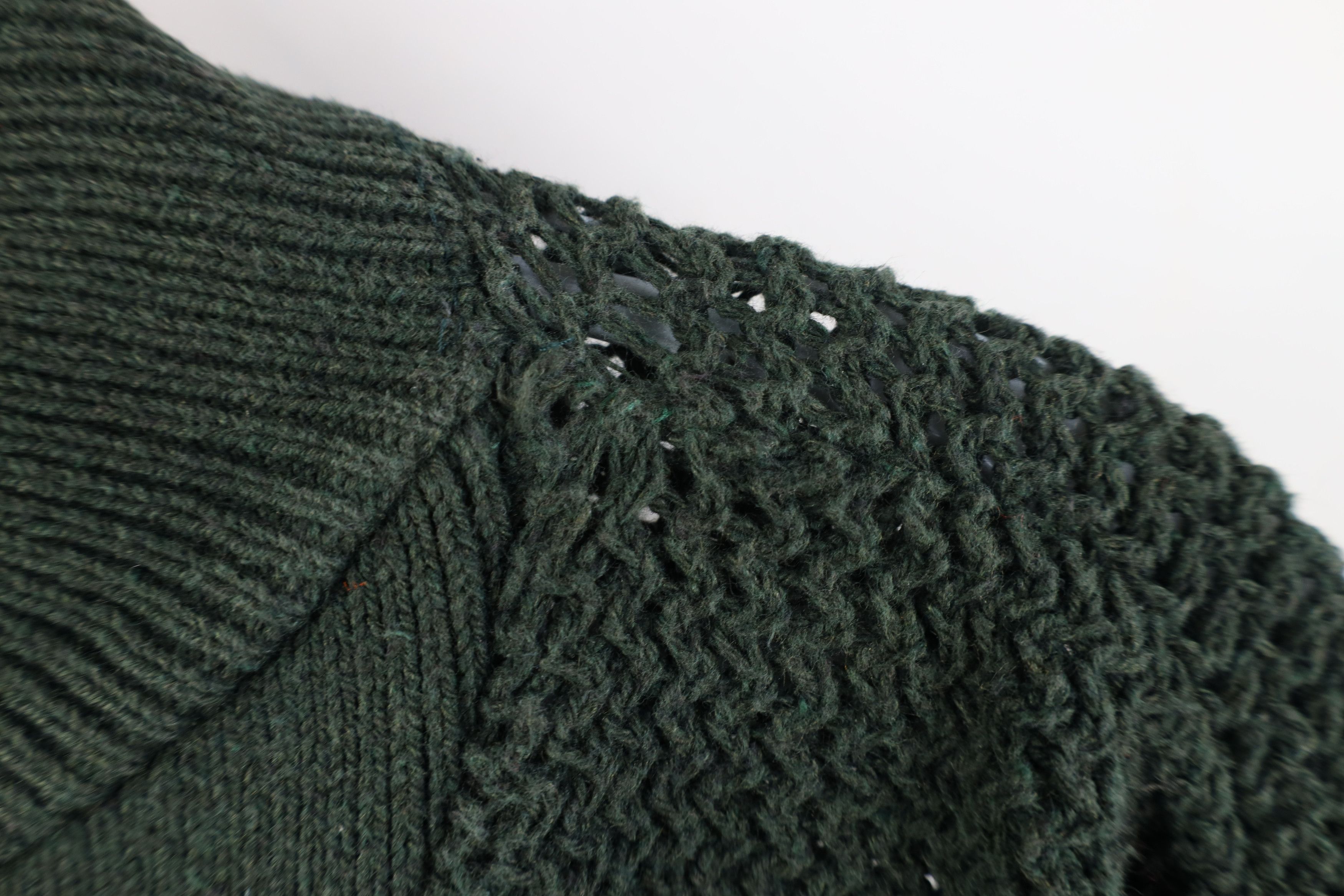 Vintage Vintage 90s Streetwear Ribbed Knit Henley Sweater Green USA Size US L / EU 52-54 / 3 - 5 Thumbnail