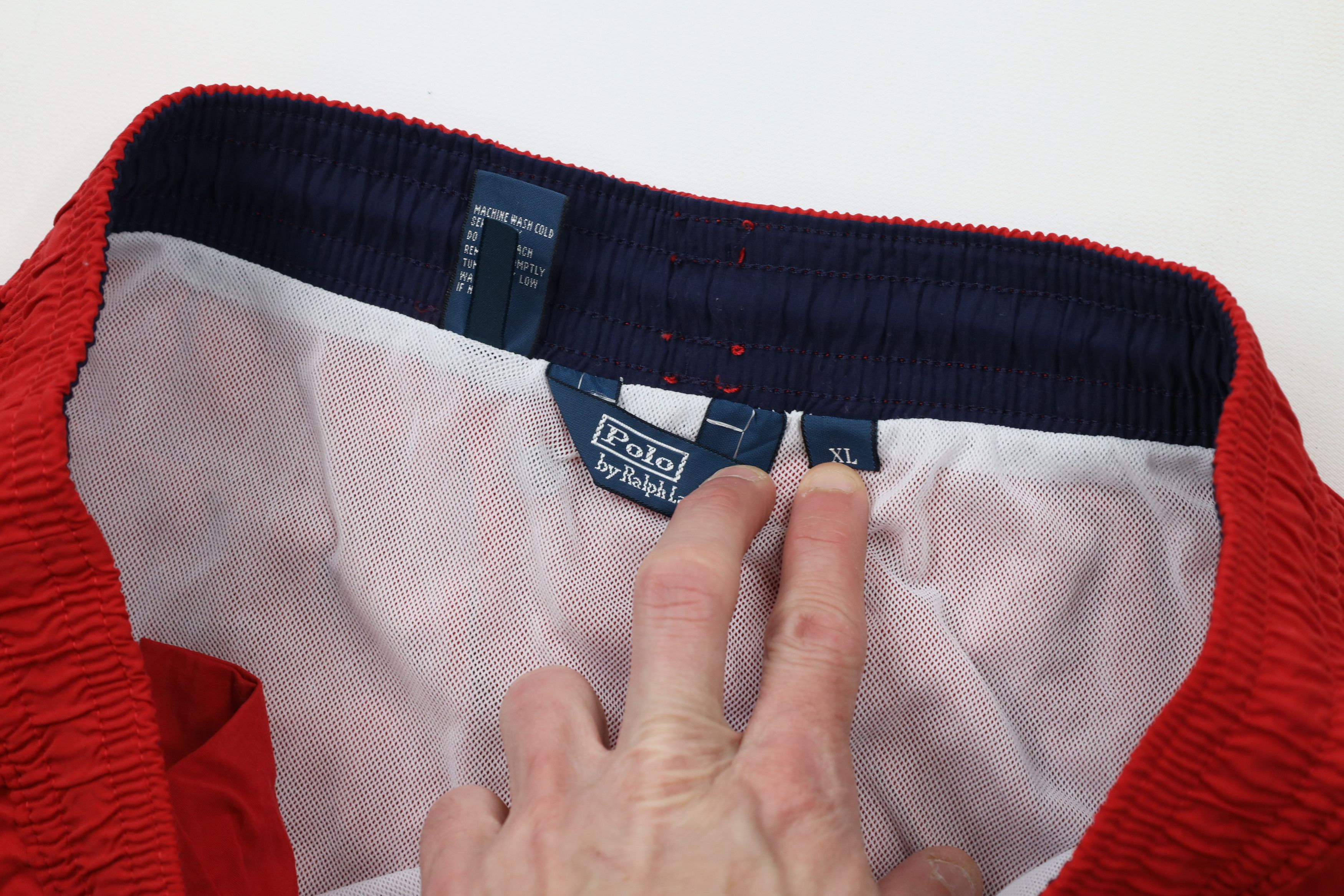 Ralph Lauren × Vintage Vintage 90s Ralph Lauren Above Knee Shorts Swim Trunks Red Size US 36 / EU 52 - 7 Thumbnail