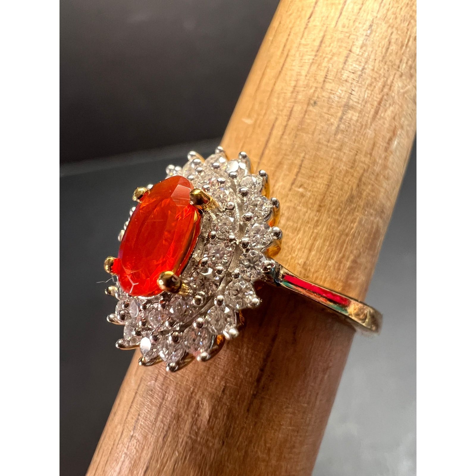 Other Mexican Cherry fire opal moissanite ring in vermeil size 5 Size ONE SIZE - 14 Thumbnail