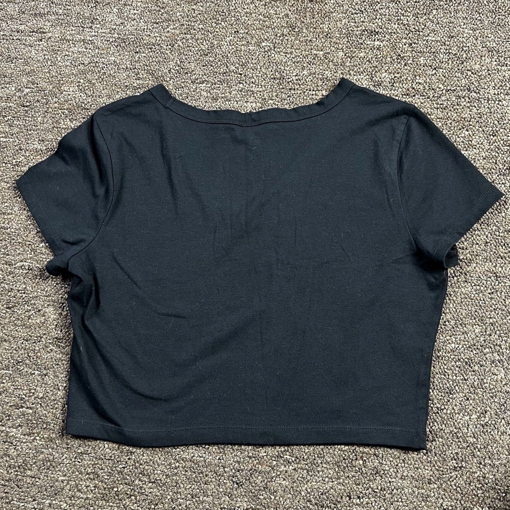 Vintage Wild Fable Crop Top T-Shirt Black Womens Large V-Neck Stretch Fit Casual Modern Short Sleeve Top Size L / US 10 / IT 46 - 3 Thumbnail
