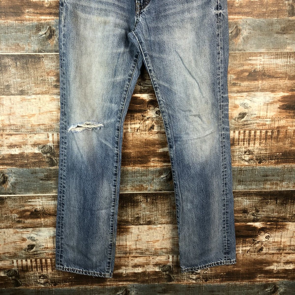 Uniqlo DL Uniqlo Jeans Blue Distressed Denim Pants #C154 Size US 31 - 3 Thumbnail