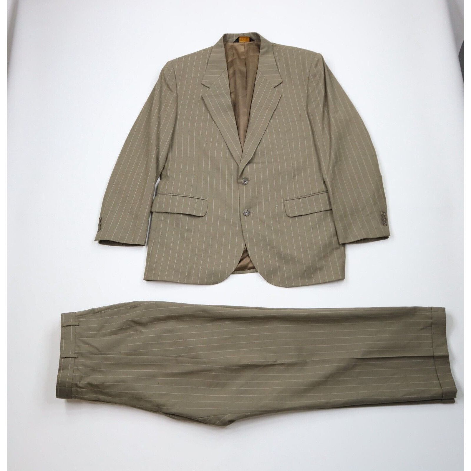 Vintage Vintage 70s Streetwear 2 Piece Pinstriped Suit Wedding Size 44R - 1 Thumbnail