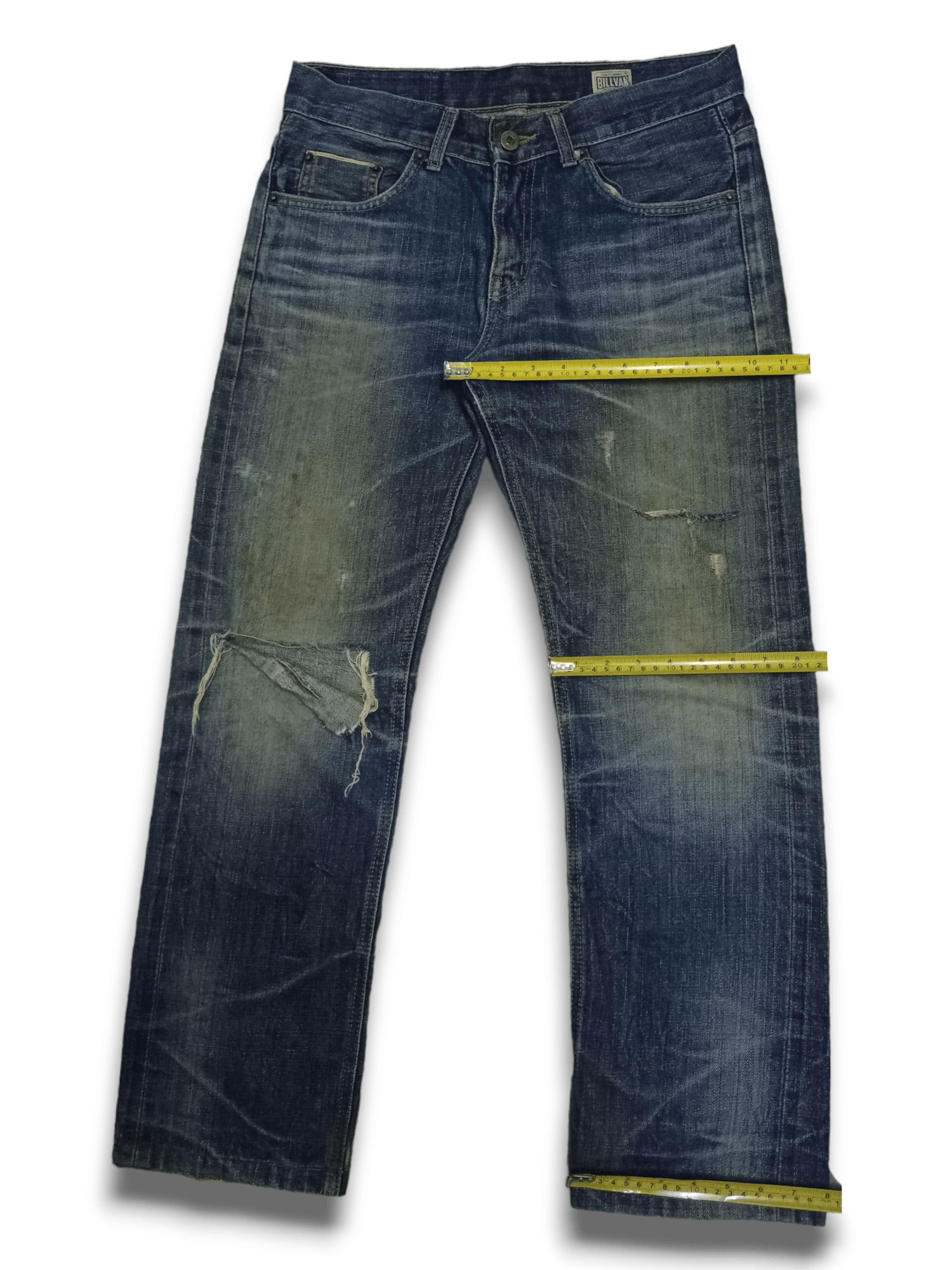 Japanese Brand Vintage BILLVAN Mud Wash Distressed Selvedge Loose Jeans Size US 31 - 13 Thumbnail