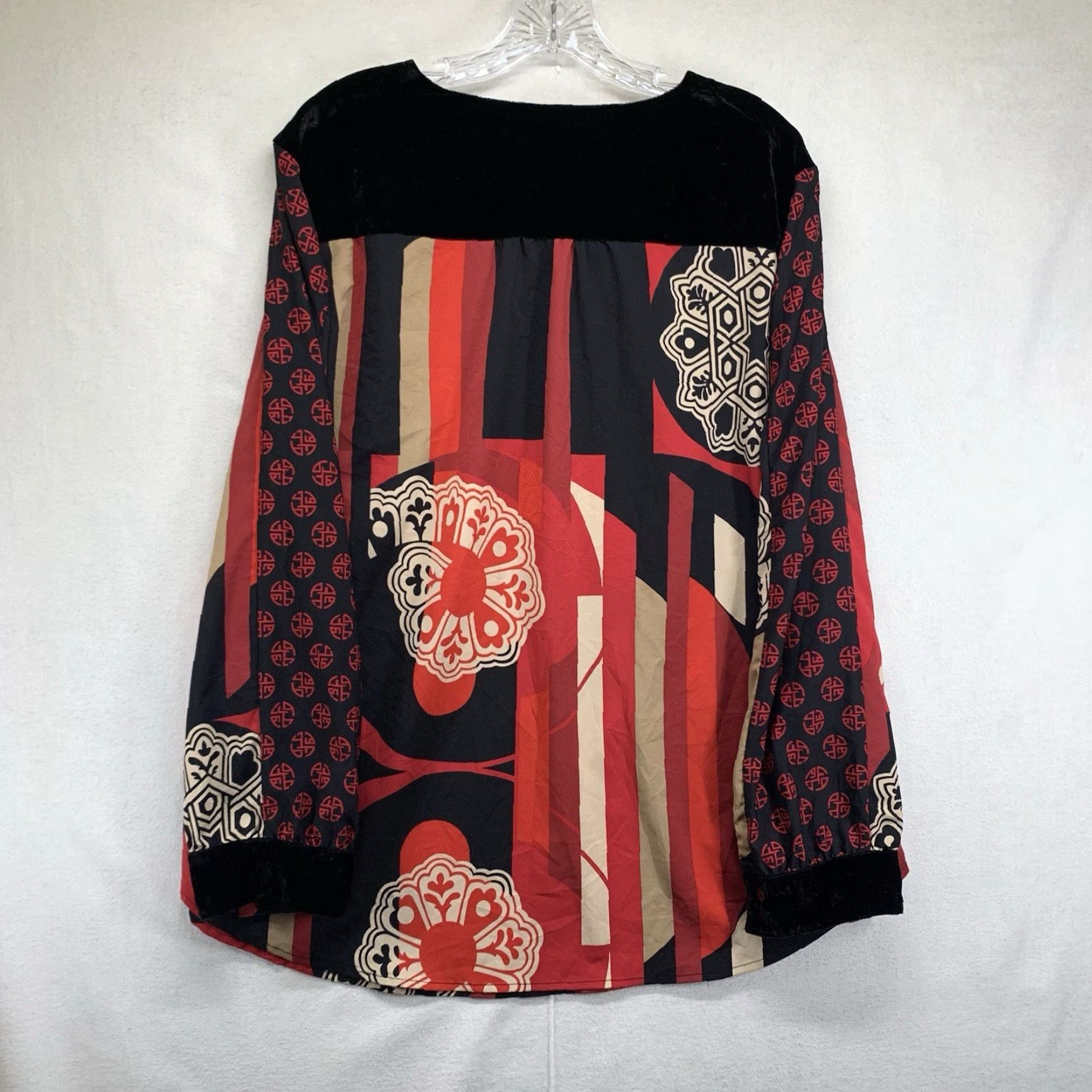 Vintage Chicos Size 3 Long Sleeve Crushed Velvet Accents Asian Flair Style Lightweight Size XS / US 0-2 / IT 36-38 - 2 Thumbnail