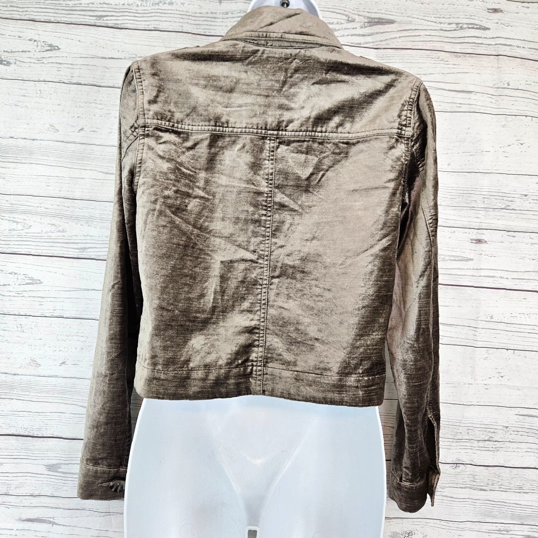 Vintage Cabi 3377 Womens Sunday Topper Velvet Jacket XS Gray Cropped Jacket Women Vintage No Size XS / US 0-2 / IT 36-38 - 3 Thumbnail