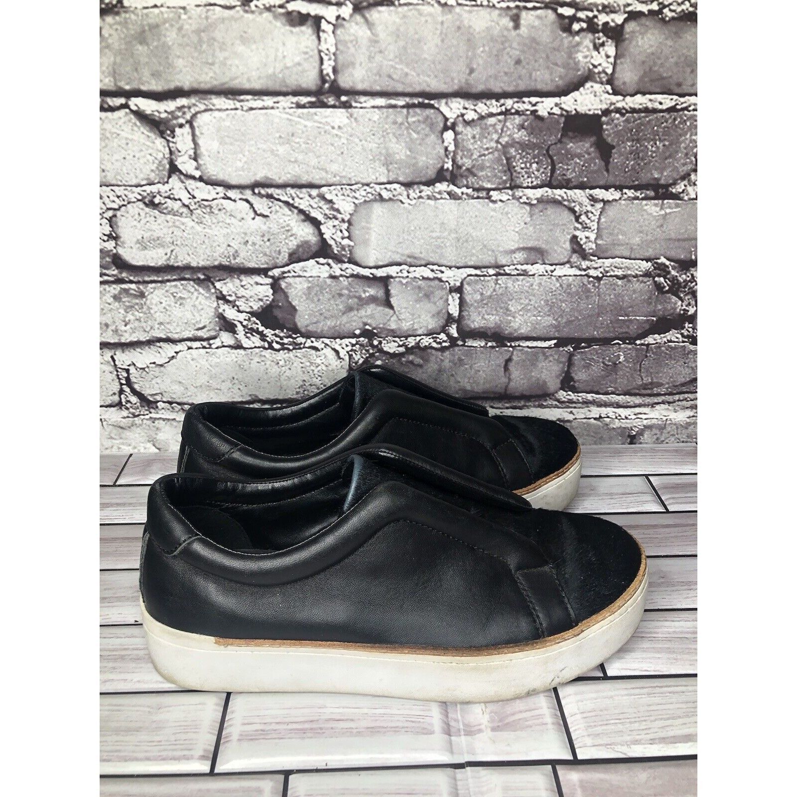 Other M4D3 Black Leather Calf Hair Super Platform Slip On Sneakers Size US 7 / IT 37 - 13 Thumbnail