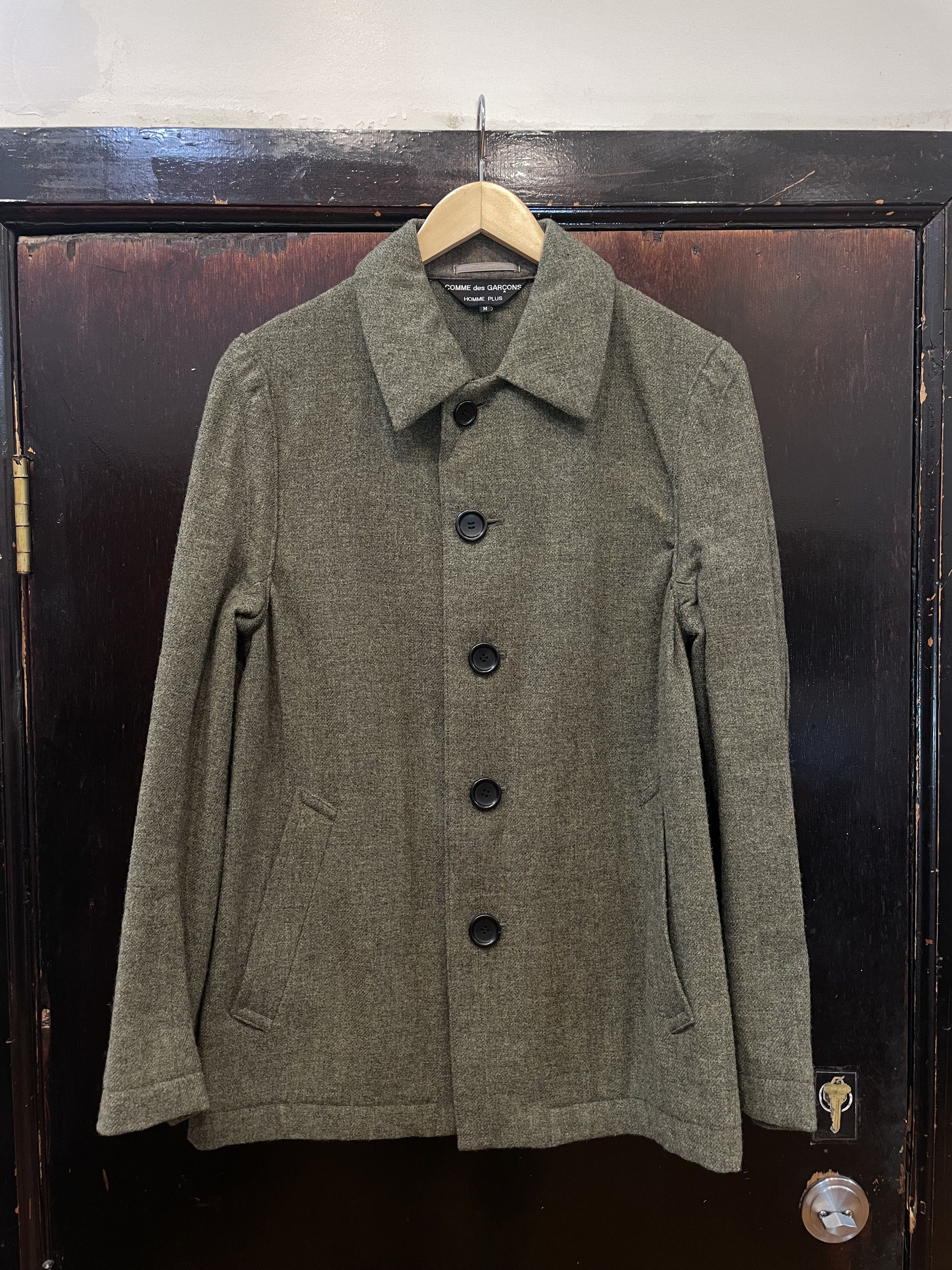 image of Comme Des Garcons x Comme Des Garcons Homme Wool Overcoat Ad1998 in Green, Men's (Size Medium)