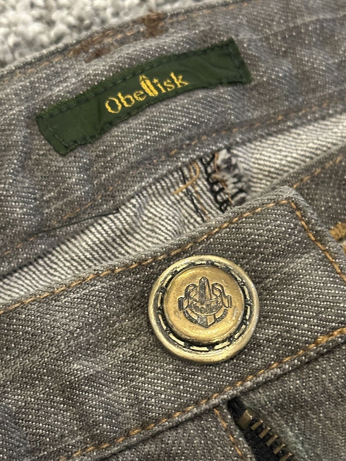 Obelisk Obelisk Y2K Flare Denim Leather patched Size US 33 - 6 Thumbnail