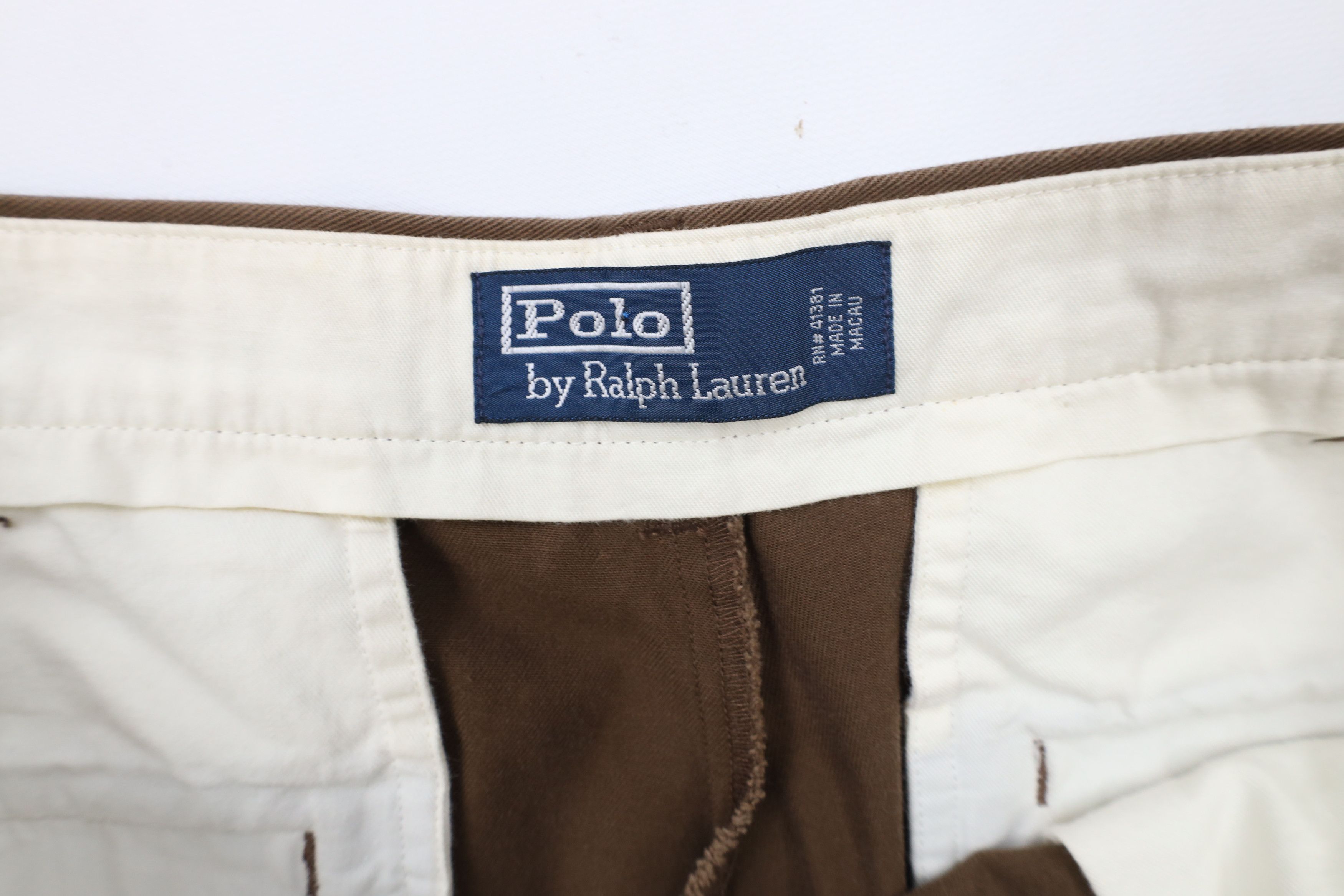 Ralph Lauren × Vintage Vintage 90s Ralph Lauren Wide Leg Chino Pants Brown Cotton Size US 36 / EU 52 - 8 Thumbnail