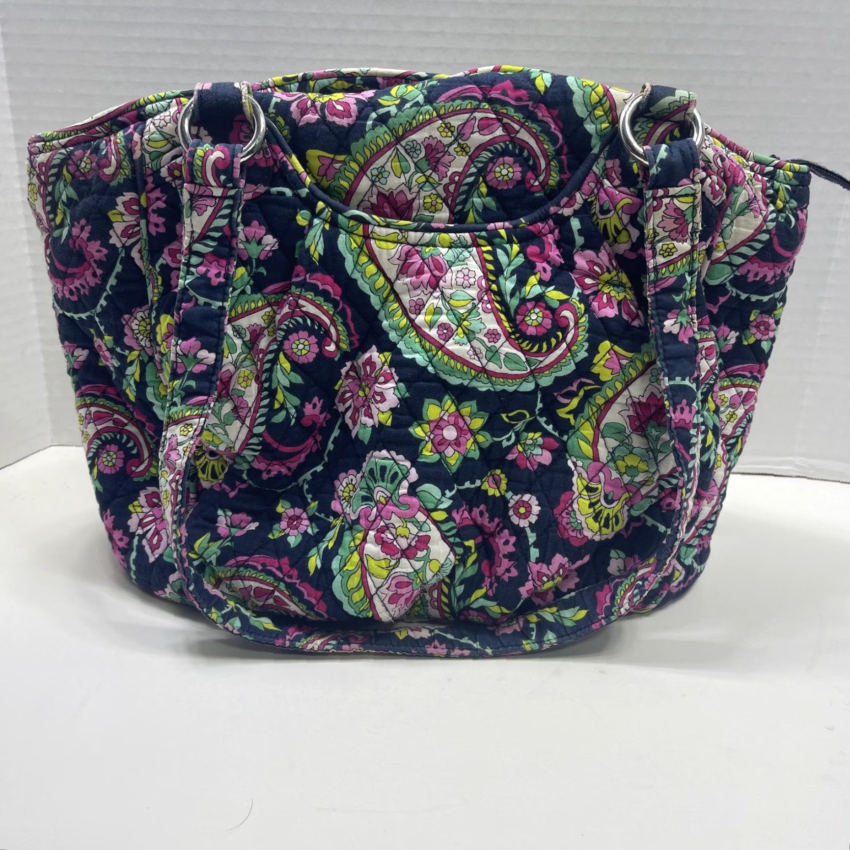 Vera Bradley Vera Bradley Shoulder Bag Womens Navy Paisley Floral Quilted Cotton Handbag Size ONE SIZE - 2 Thumbnail