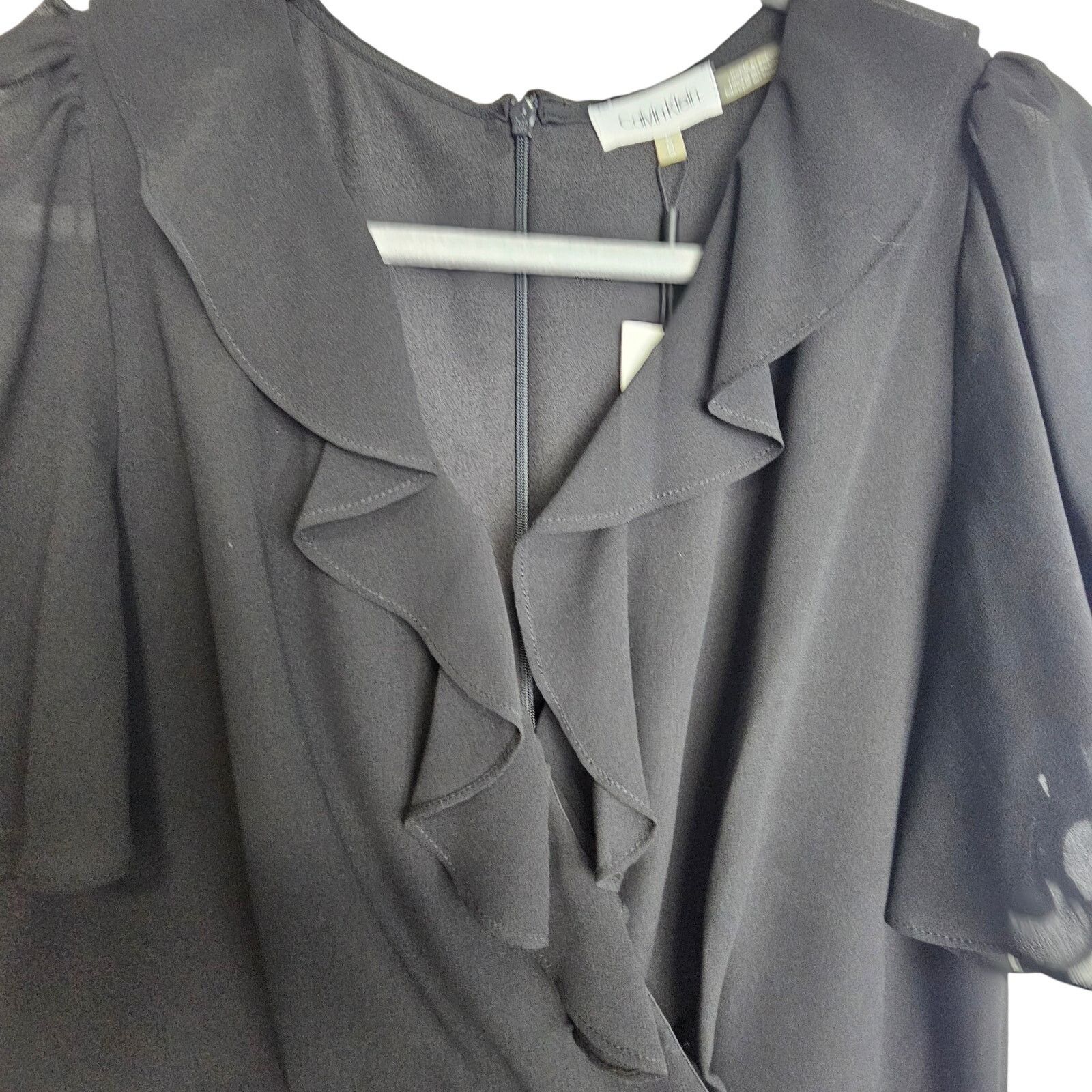 Calvin Klein Calvin Klein Womens Ruffle Surplice Blouse Classic Size L Size L / US 10 / IT 46 - 2 Thumbnail