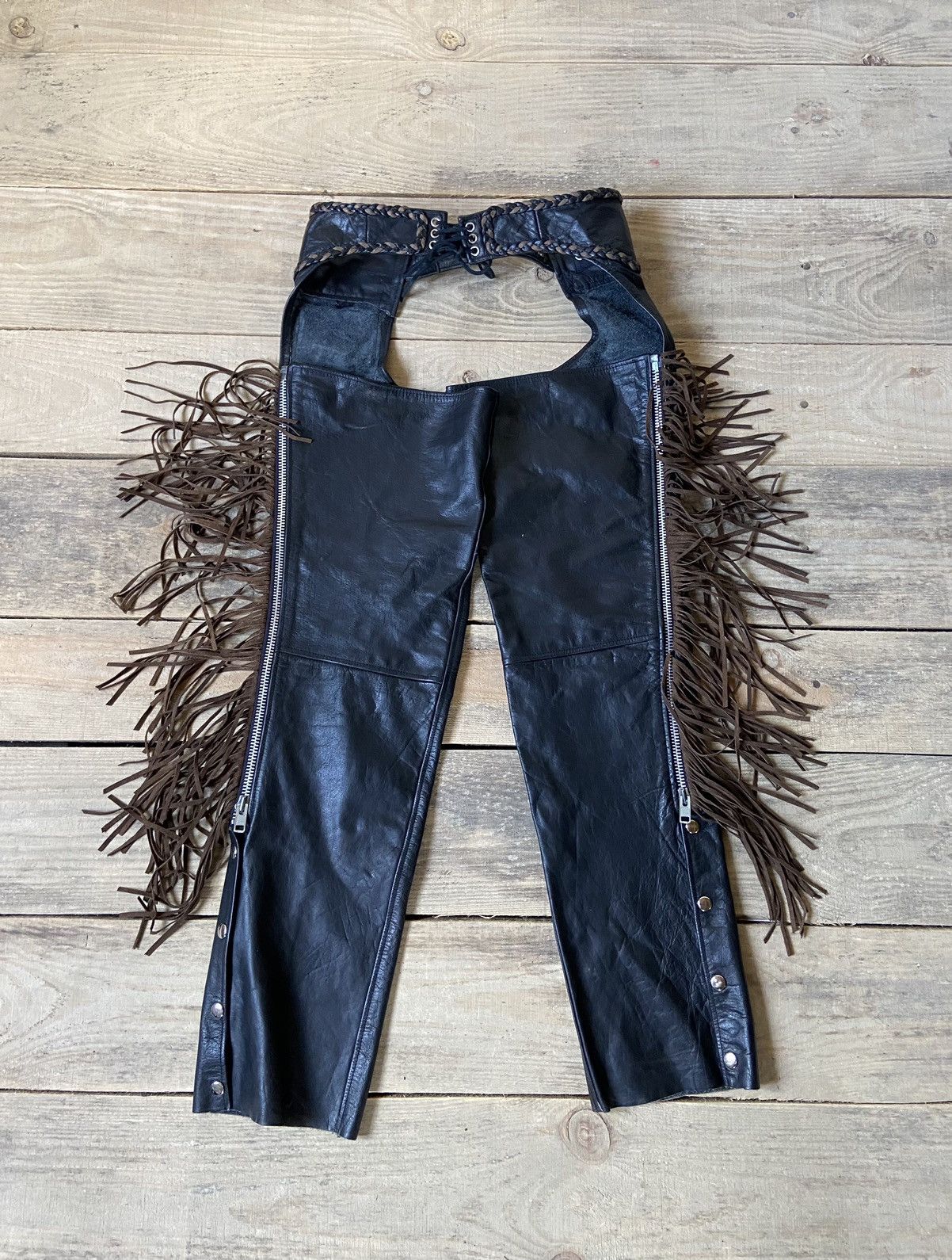 Genuine Leather × Indian Motorcycle × Vintage Leather Gallery Cow Boys pants y2k Size 27" / US 4 / IT 40 - 1 Thumbnail