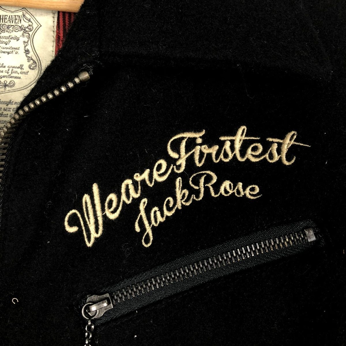 Japanese Brand 🔥VINTAGE WOOL BIKER JACKET JACKROSE BIG LOGO PUNK DESIGN Size US M / EU 48-50 / 2 - 18 Thumbnail