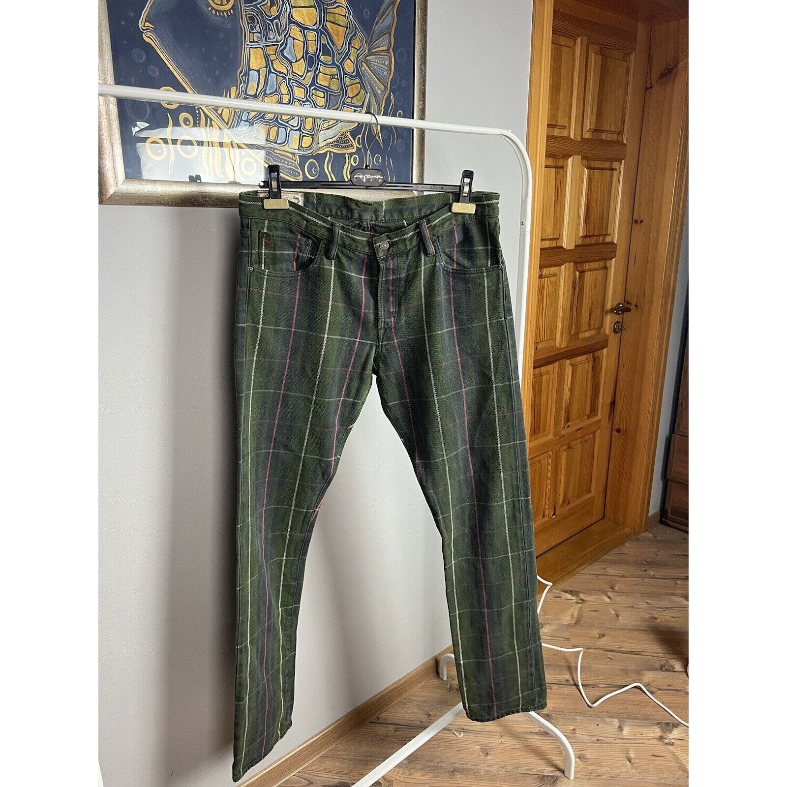 Ralph Lauren Polo Ralph Lauren Dungarees Green Checked Denim Pants Size 3 Size US 34 / EU 50 - 1 Thumbnail