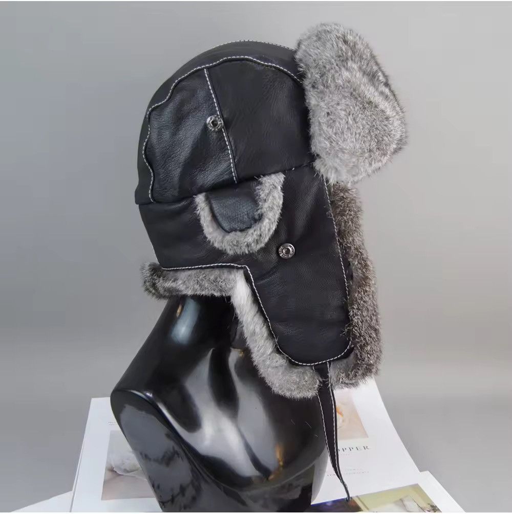 Other Unisex Genuine Sheepskin Real Rabbit Fur Hats Size ONE SIZE - 2 Thumbnail