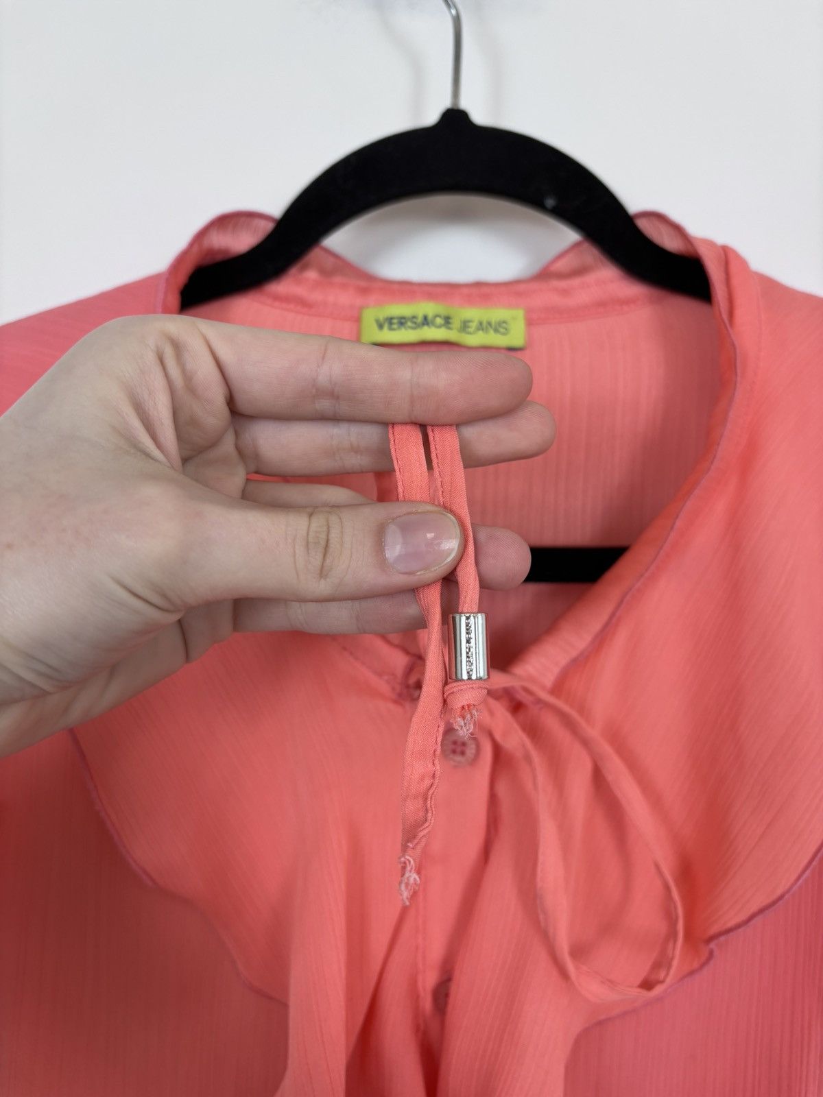 Versace Jeans Couture Versace Jeans Women’s Coral Chiffon Ruffle Mini Dress Size S / US 4 / IT 40 - 18 Thumbnail