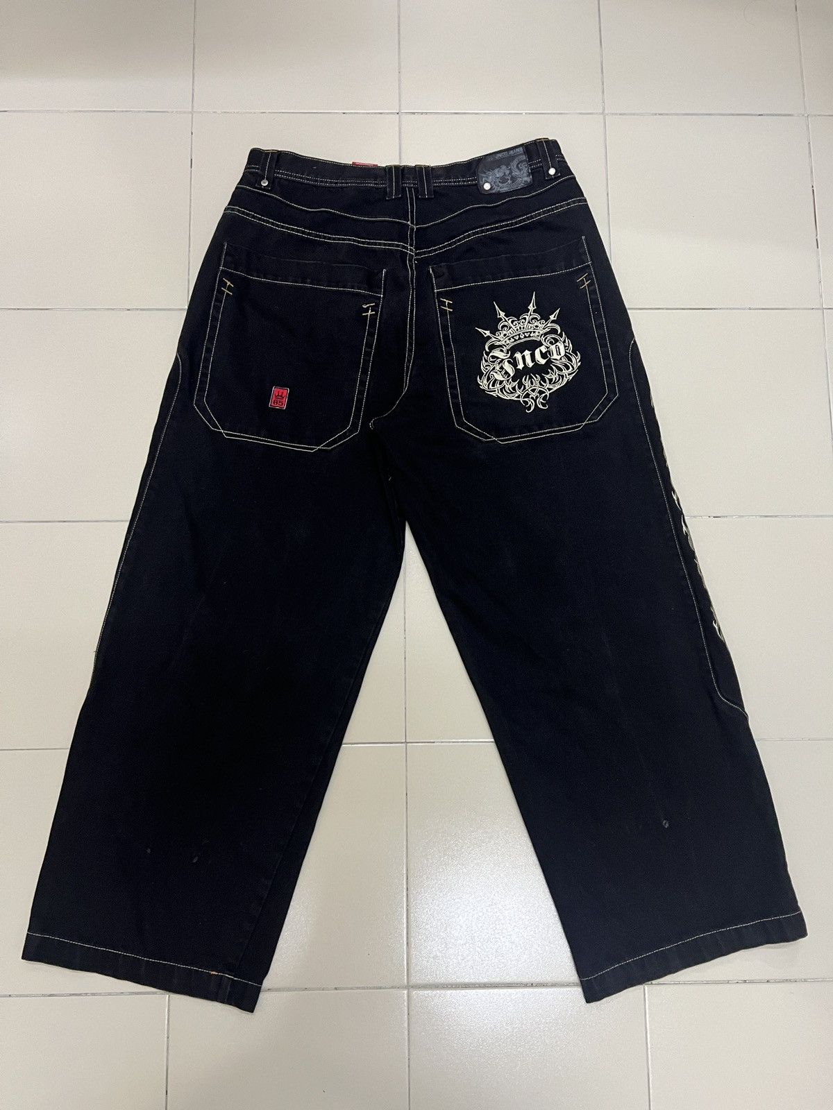 JNCO Vintage 90s JNCO Barbwire Crown Embroidery Baggy Denim Jeans Size US 36 / EU 52 - 1 Thumbnail