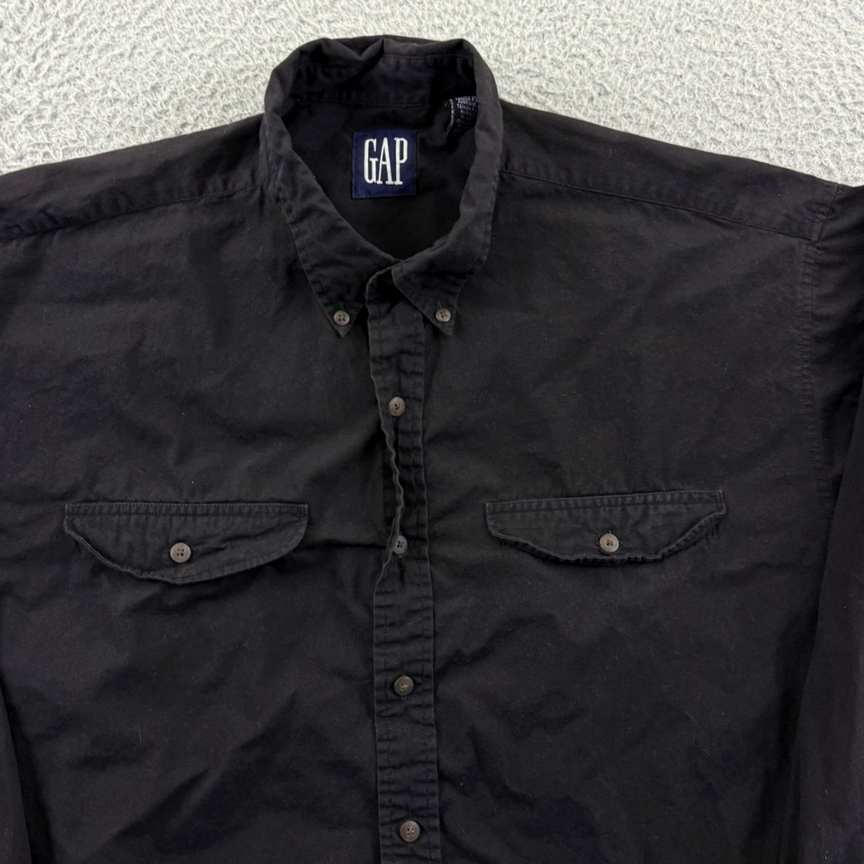Gap VINTAGE Gap Shirt Mens L Black 90s Long Sleeve Button Up Casual Preppy Boho Shirt Size US L / EU 52-54 / 3 - 3 Thumbnail