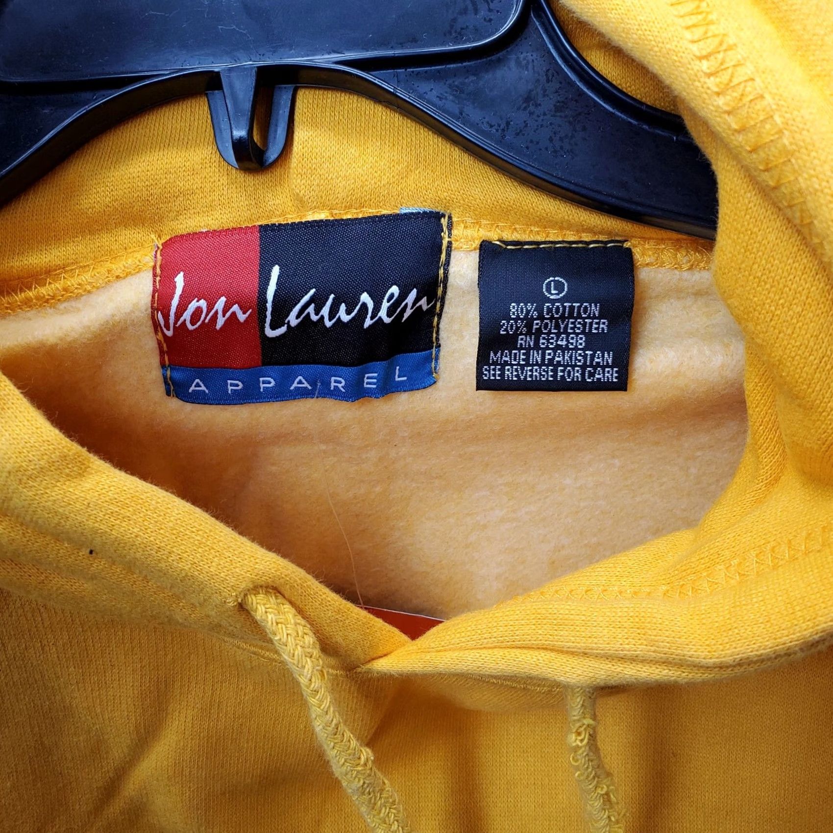 Vintage Jon Lauren Hoodie Unisex L Yellow Wild Wood Kangaroo Pocket Drawstring Size US L / EU 52-54 / 3 - 5 Thumbnail