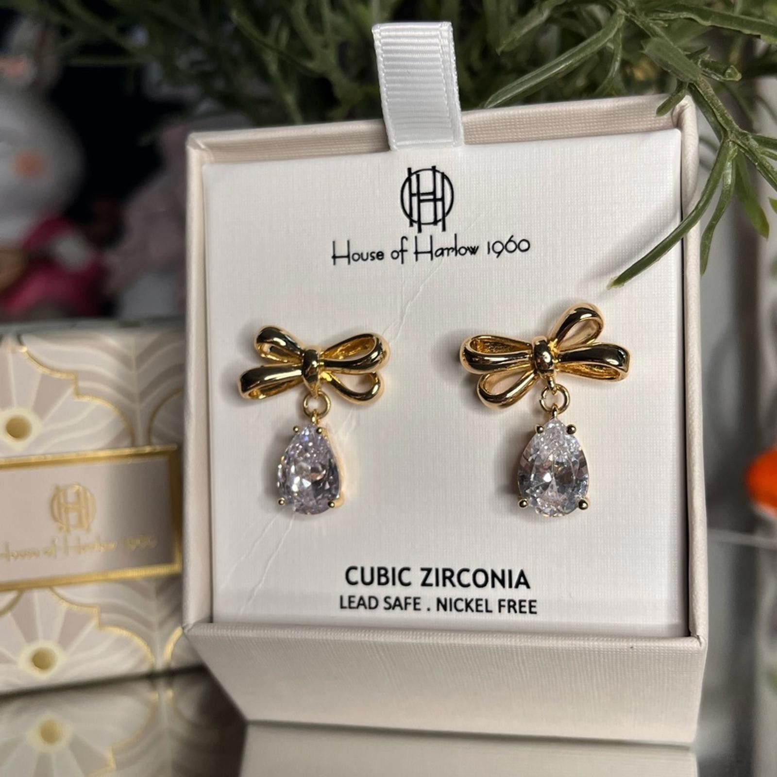 Designer House of Harlow 1960 Gold Bow Earrings Size ONE SIZE - 2 Thumbnail