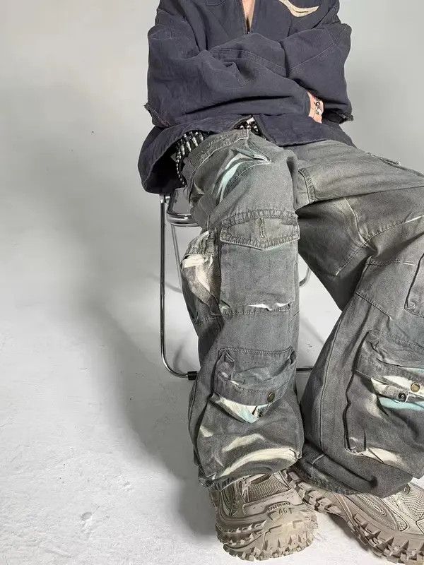 VIBE Industrial style washed paint color dirty design jeans Size US 33 - 3 Thumbnail