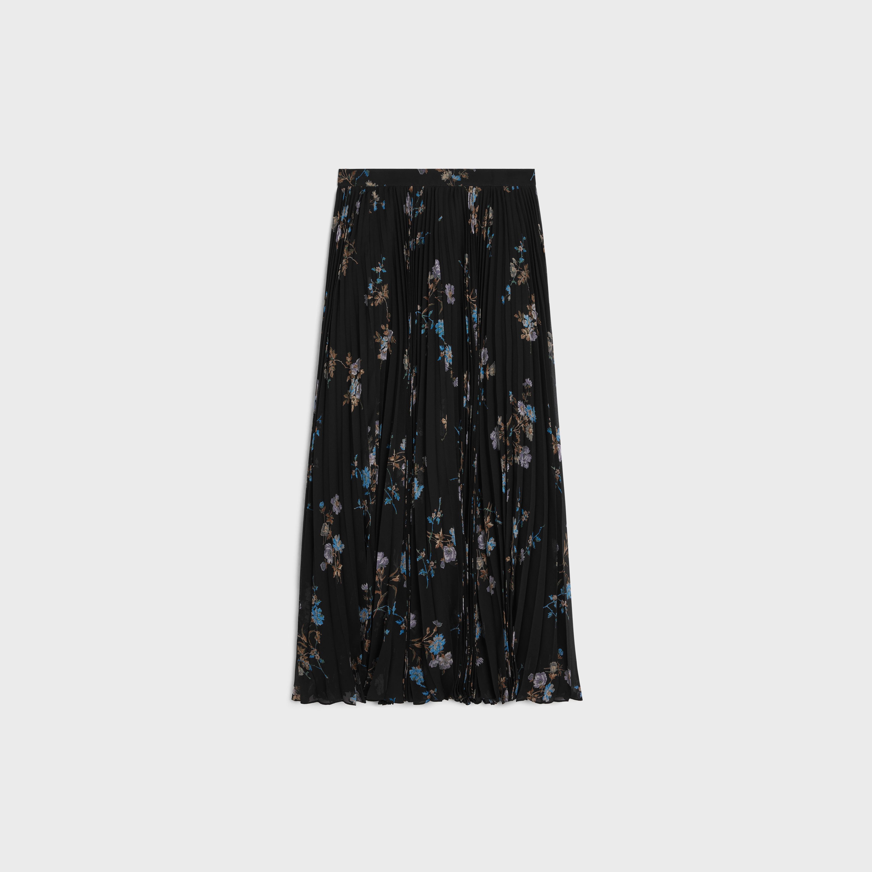 Celine skirt with sunburst pleats in silk georgette black/blue Size 25" / US 0 / IT 36 - 1 Thumbnail