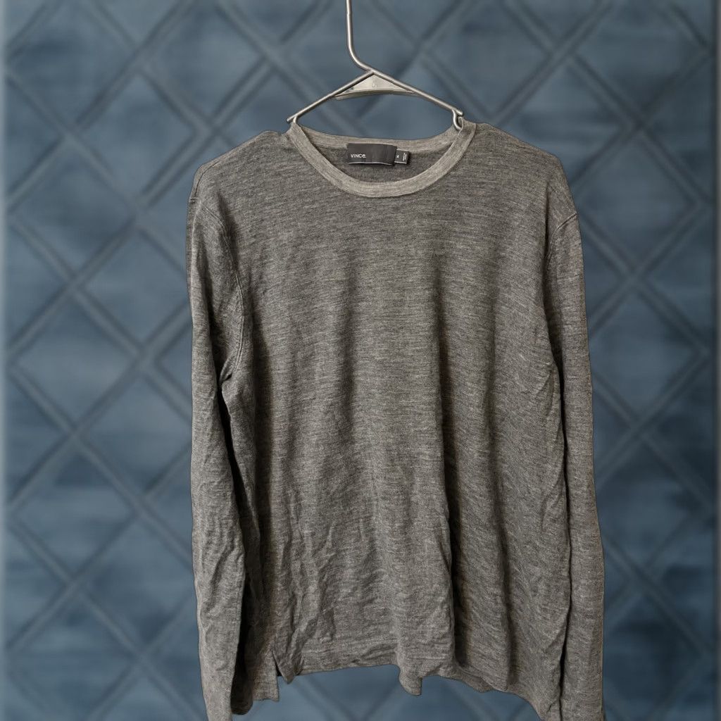 Vince Vince Sweater Mens XL Gray Merino Wool Lightweight Crewneck Pullover Size US XL / EU 56 / 4 - 1 Thumbnail