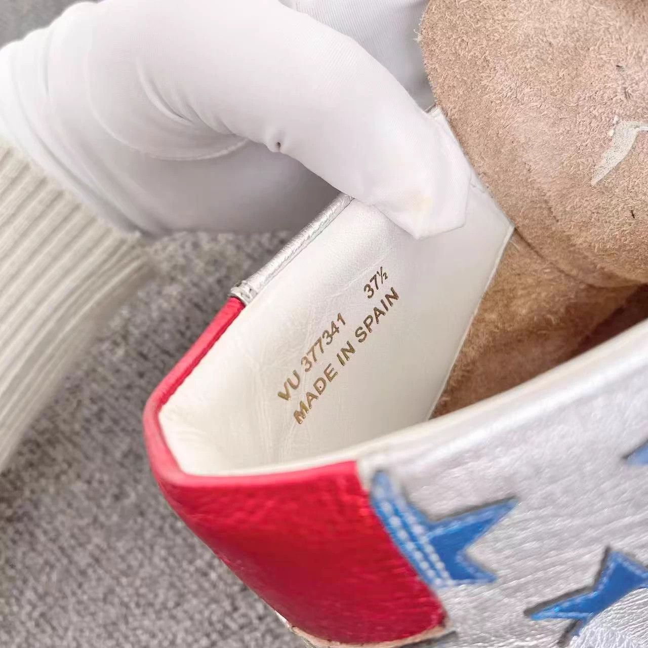 Yves Saint Laurent YSL Silver High-Top Blue Star Red Tail Sneakers 37.5 Size US 7.5 / IT 37.5 - 5 Thumbnail