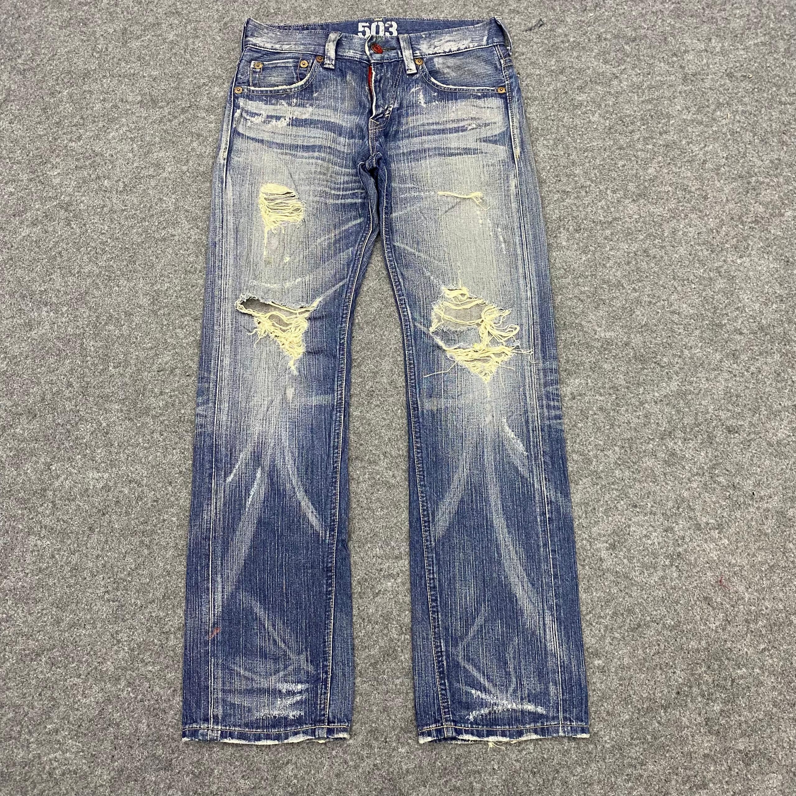 Edwin 💥Best Offer💥Vintage Edwin 503 Blue Trip Distressed Denim Size US 32 / EU 48 - 1 Thumbnail