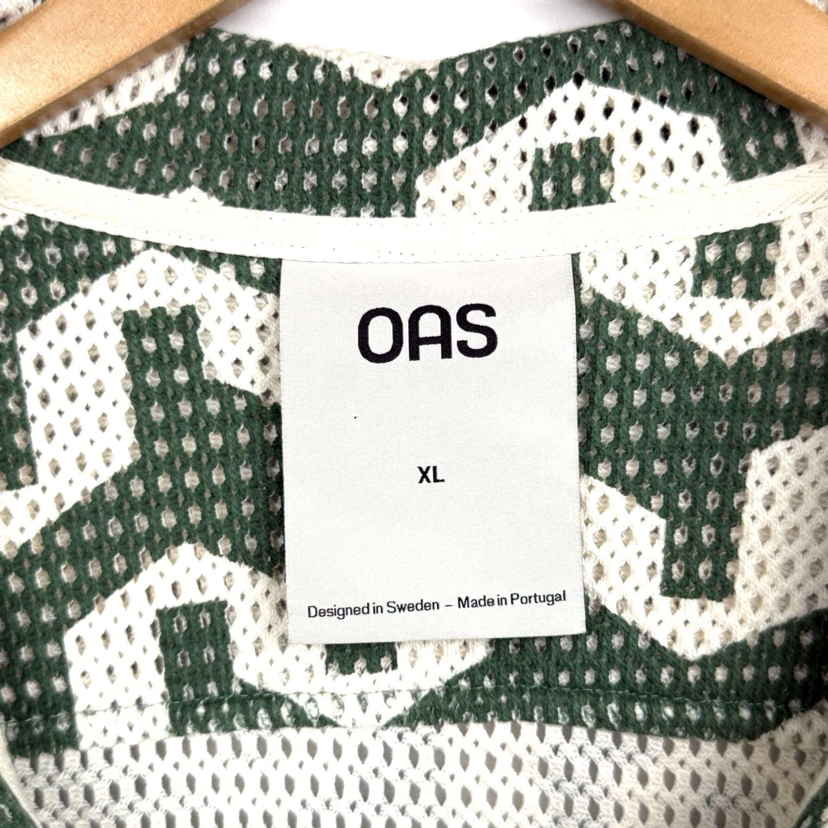 OAS OAS Atlas Jaffa Net Shirt Womens XL Pullover Casual Beach Knit Preppy Button Polo Geometric Green Size XL / US 12-14 / IT 48-50 - 4 Thumbnail