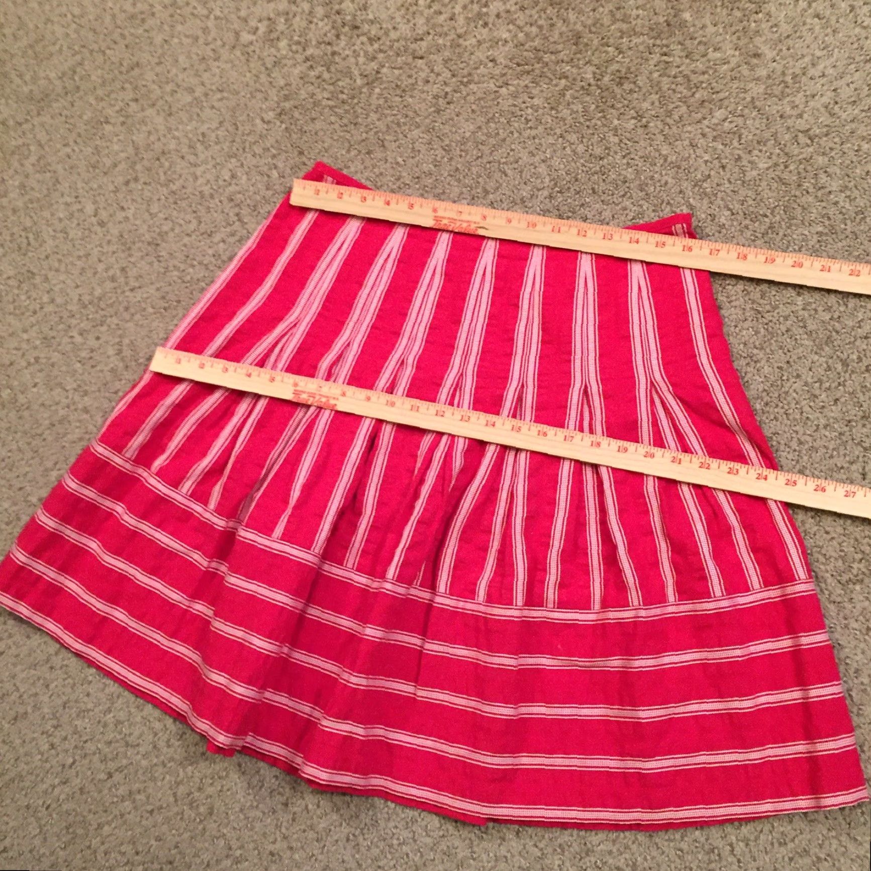Talbots Talbots Skirt 10P Pink Striped Knee Length Unlined Flare Petites Women's Cotton Blend Zip Dry Clean Only Vintage No Size 32" / US 10 / IT 46 - 2 Thumbnail