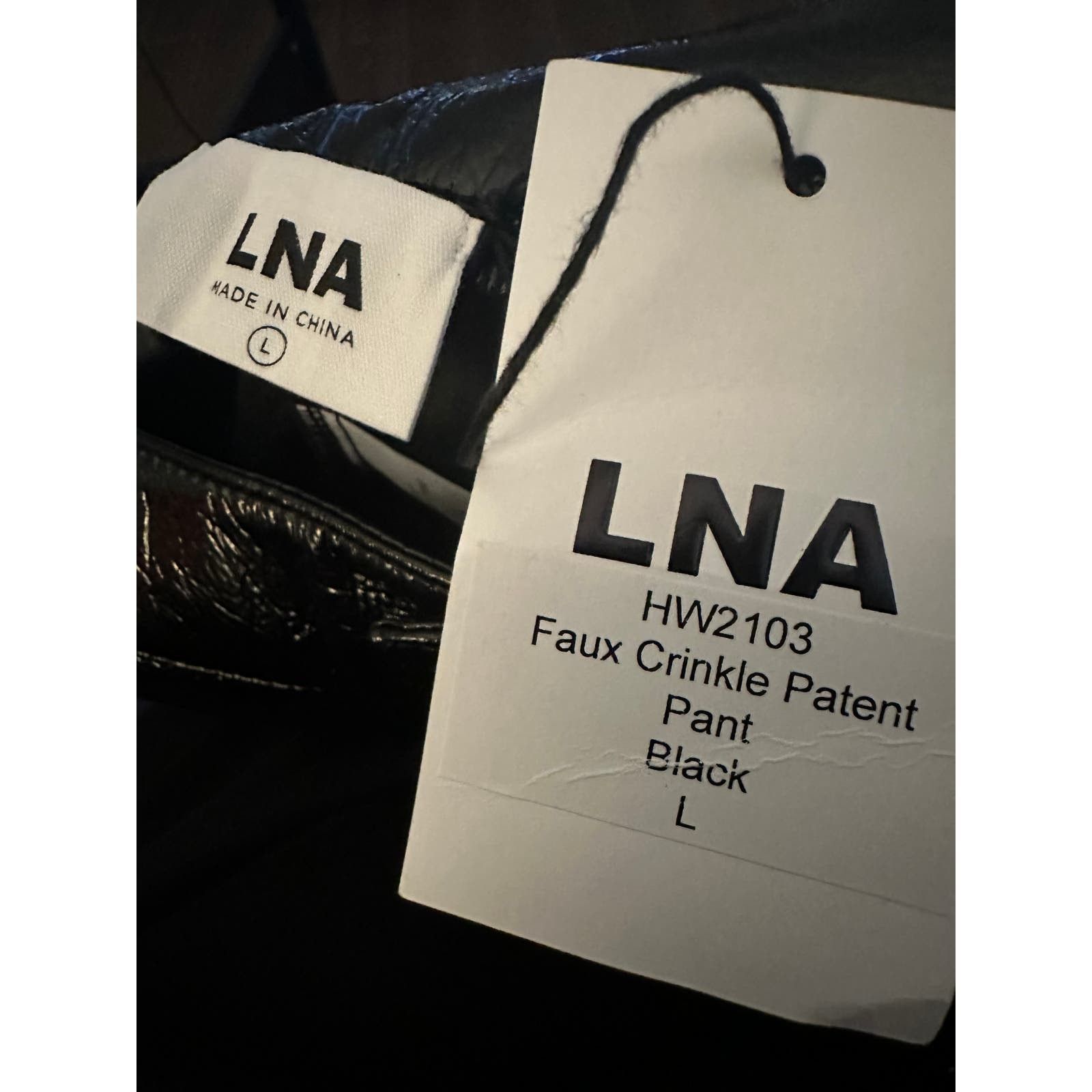 Other LNA "Nya" Faux Crinkle Patent Leather Pants, Black, NWT Size 28" / US 6 / IT 42 - 5 Thumbnail