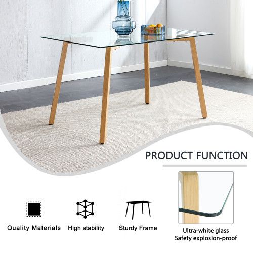 Designer × Homemade Glass Dining Table Modern Minimalist Rectangular for 4-6 wi Size US L / EU 52-54 / 3 - 4 Thumbnail