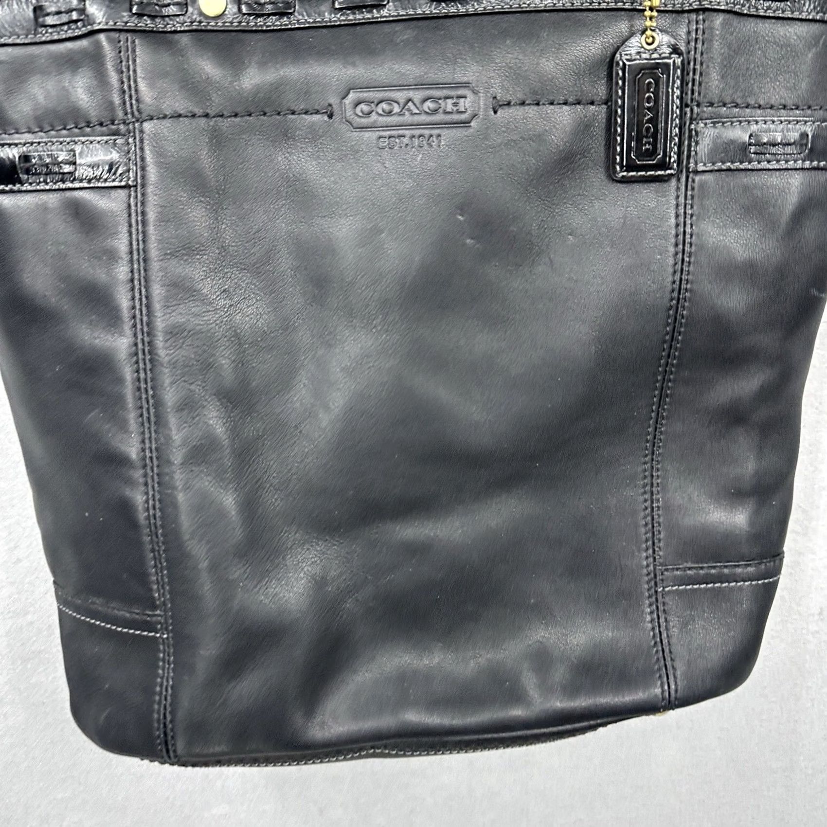 Coach VINTAGE Coach Gallery Tote Bag Women Black Leather 90s Designer Purse E0773-11230 Size ONE SIZE - 5 Thumbnail