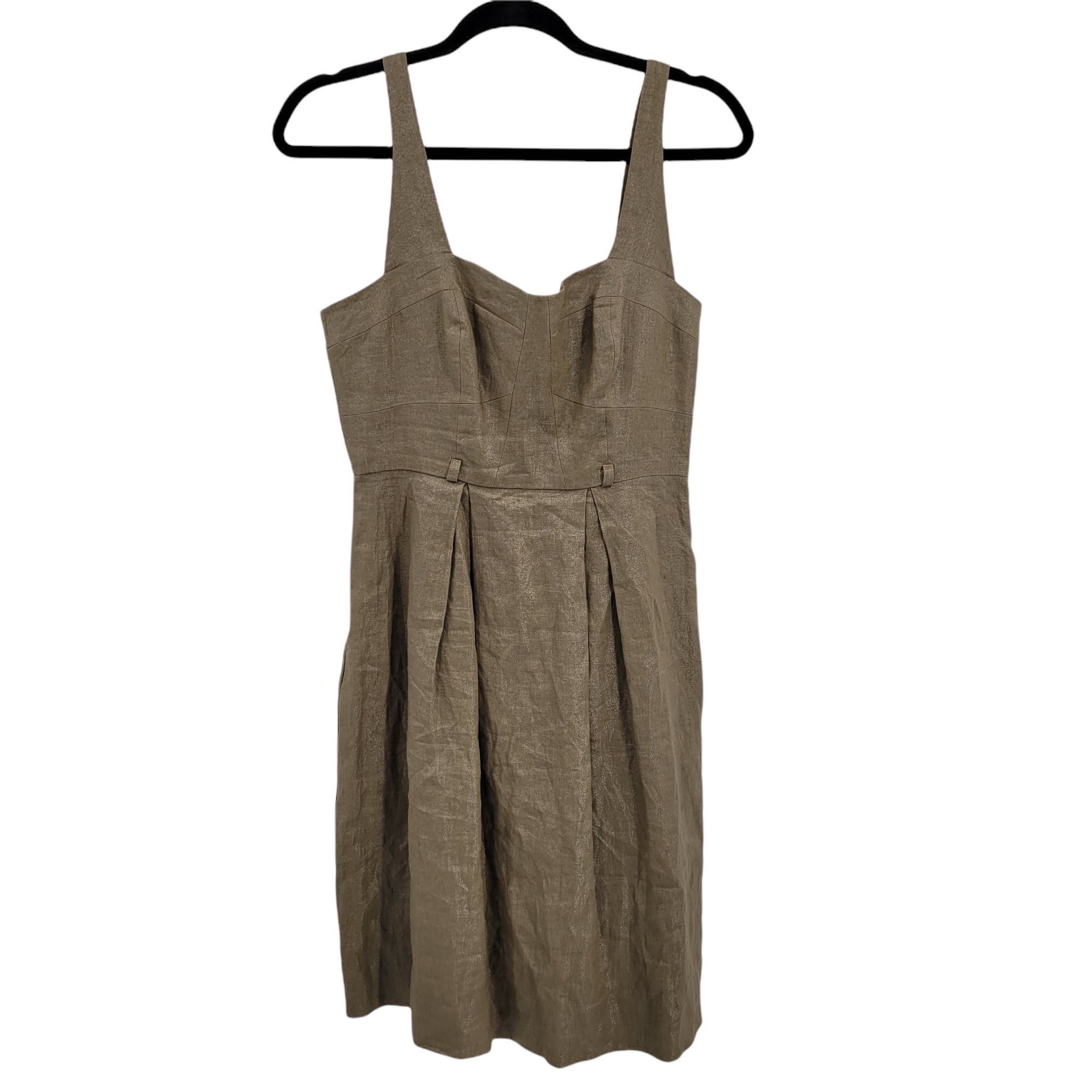 Black Halo Black Halo Linen Peasant Dress Sz 4 Metallic Bronze Apron Bu Size S / US 4 / IT 40 - 1 Thumbnail