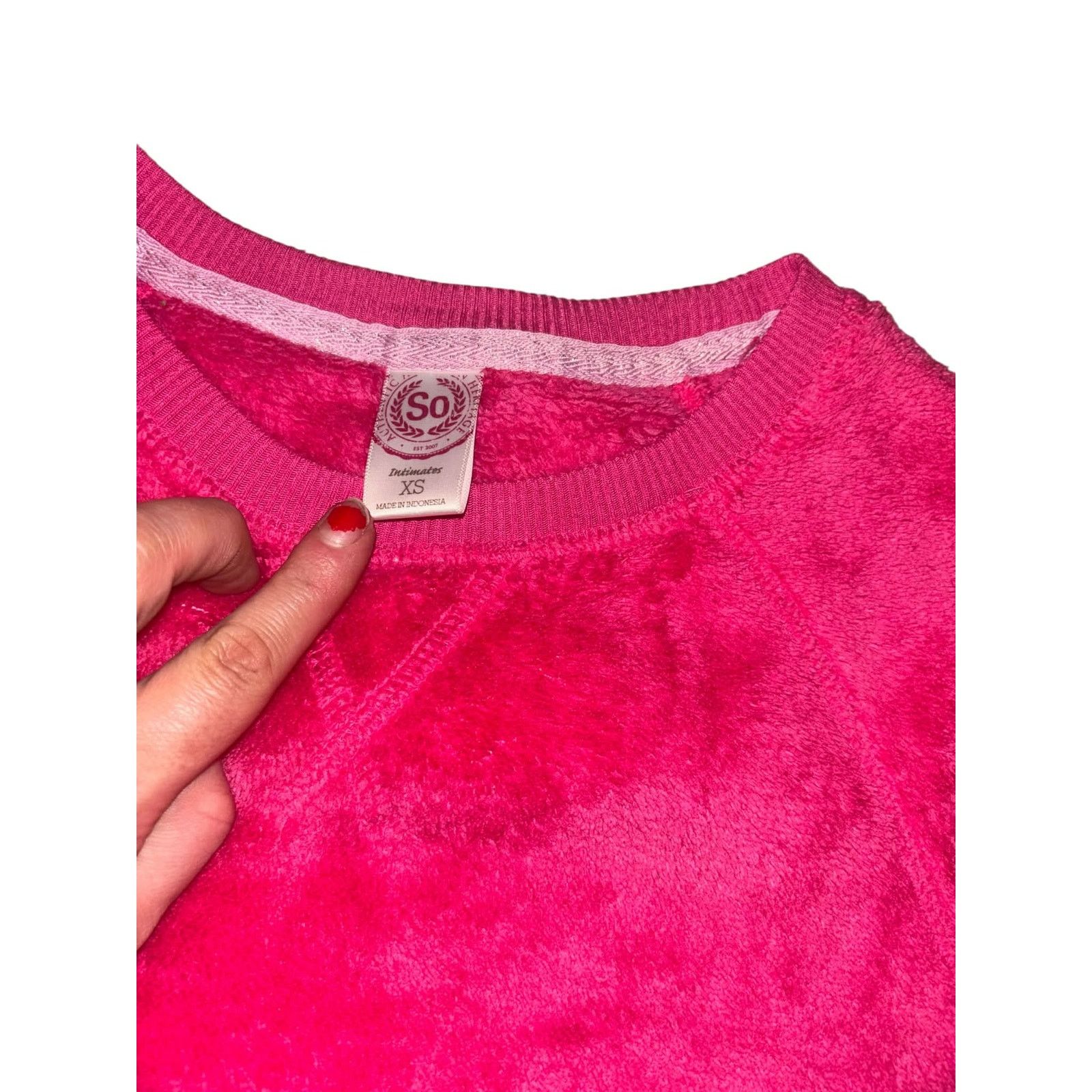 Other Pink Plush Velour Fleece Pullover Long Sleeve Sweatshirt XS Size XS / US 0-2 / IT 36-38 - 4 Thumbnail