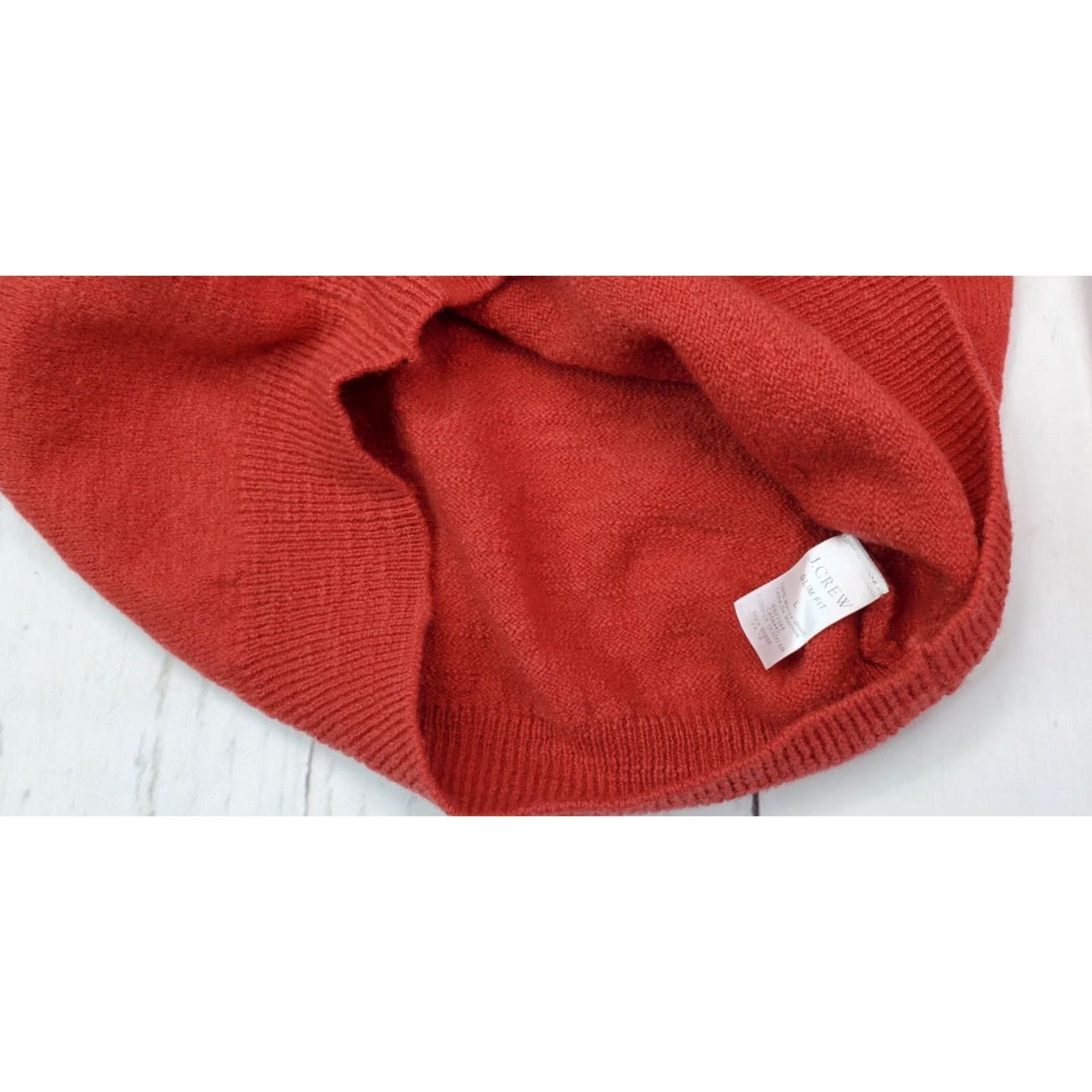J.Crew J. Crew Merino Wool V-Neck Sweater Women L Slim Fit Pullover Elbow Patches Red, Kn: Pullover, Solid, Wool, 100% Merino, Winter/Fall, Casual, WomenS Size L / US 10 / IT 46 - 3 Thumbnail