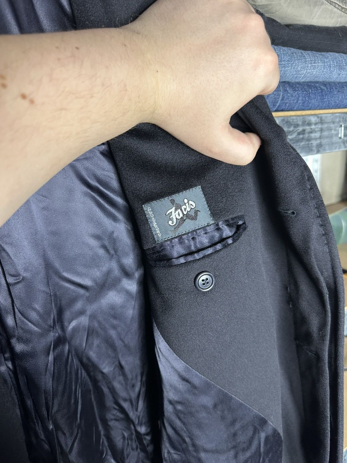 Other Facis Ing Loro Piana Superfine Virgin Wool Black Overcoat Size US L / EU 52-54 / 3 - 4 Thumbnail