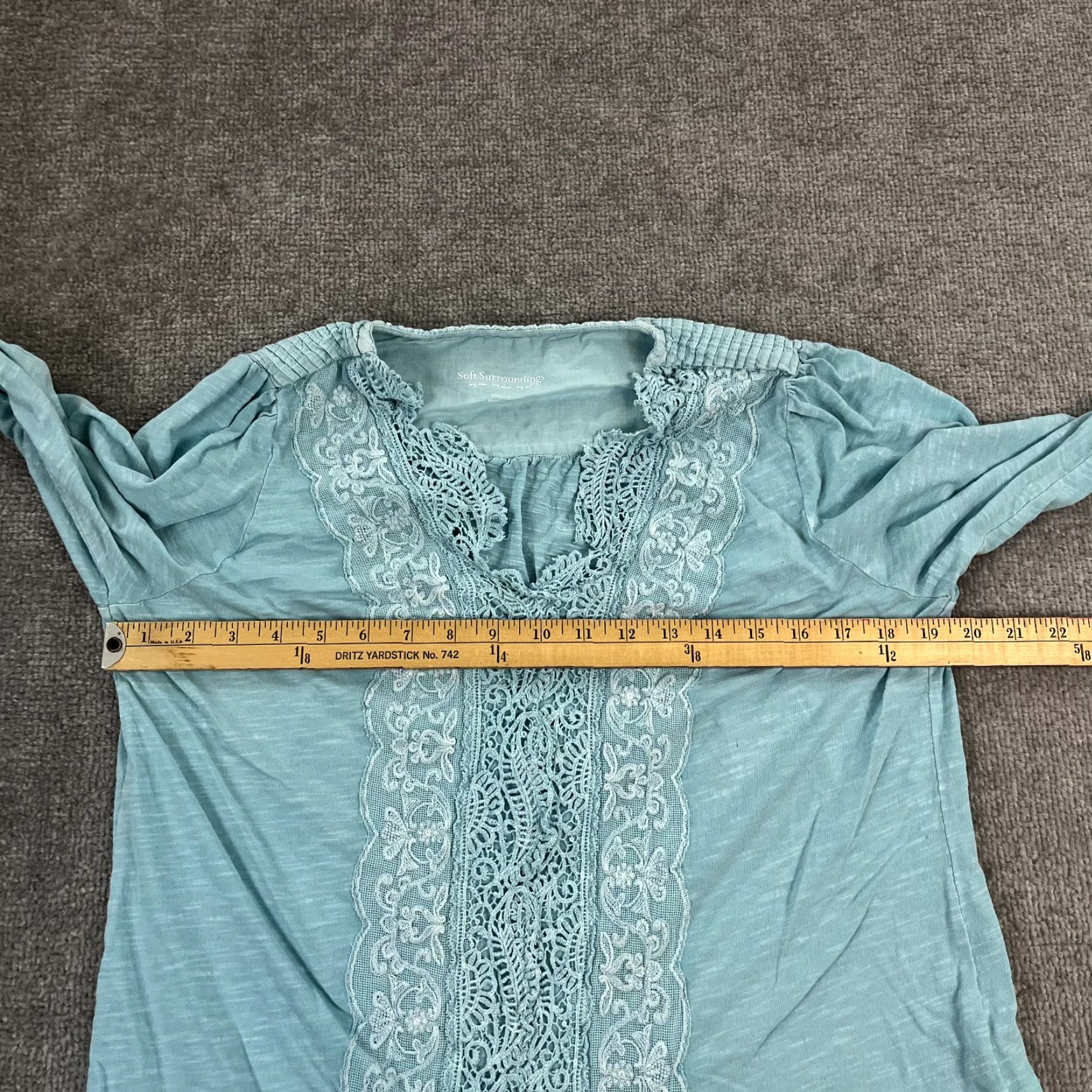 Soft Surroundings SOFT SURROUNDINGS Top Womens Medium Blue Floral Lace Fiorella Boho Lightweight Size M / US 6-8 / IT 42-44 - 5 Thumbnail