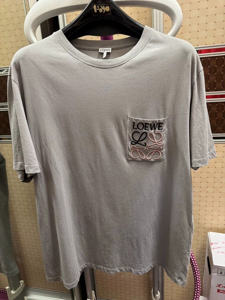 loewe gray logo embroidered short sleeve t-shirt - dmc