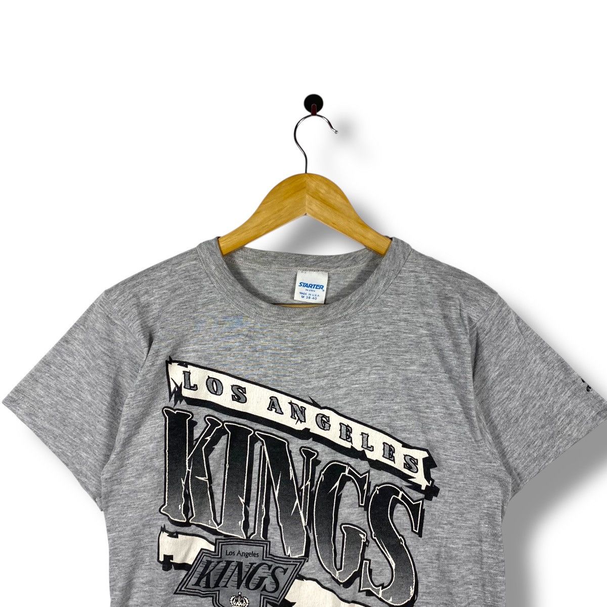 NHL × Vintage Vintage 1990 Starter LOS ANGELES KINGS Logo Nhl Tee Shirt Size US M / EU 48-50 / 2 - 2 Thumbnail