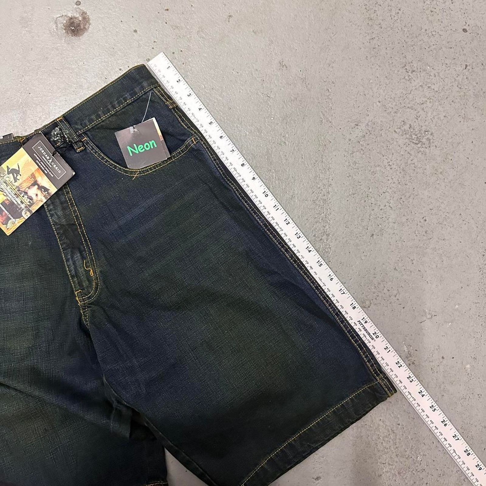 Other Vintage Baggy Y2k Urban Wide Leg Denim Shorts Blue Yellow 34 Size US 34 / EU 50 - 5 Thumbnail
