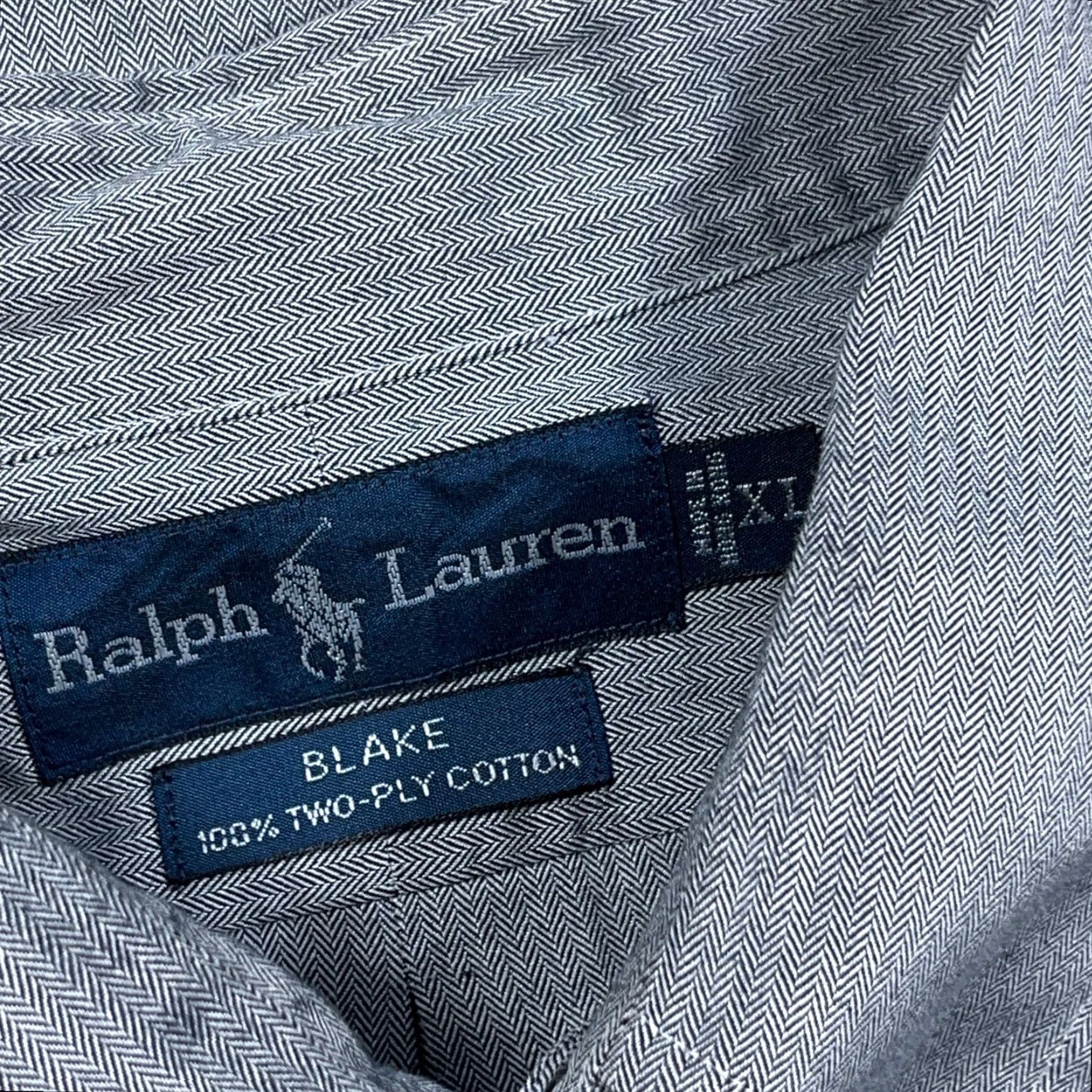 Ralph Lauren Ralph Lauren Shirt Men XL Button-Up Gray Cotton Blake Two Ply Pony Embroidered Logo Herringbone Long Sleeve Classic Fit Size US XL / EU 56 / 4 - 3 Thumbnail
