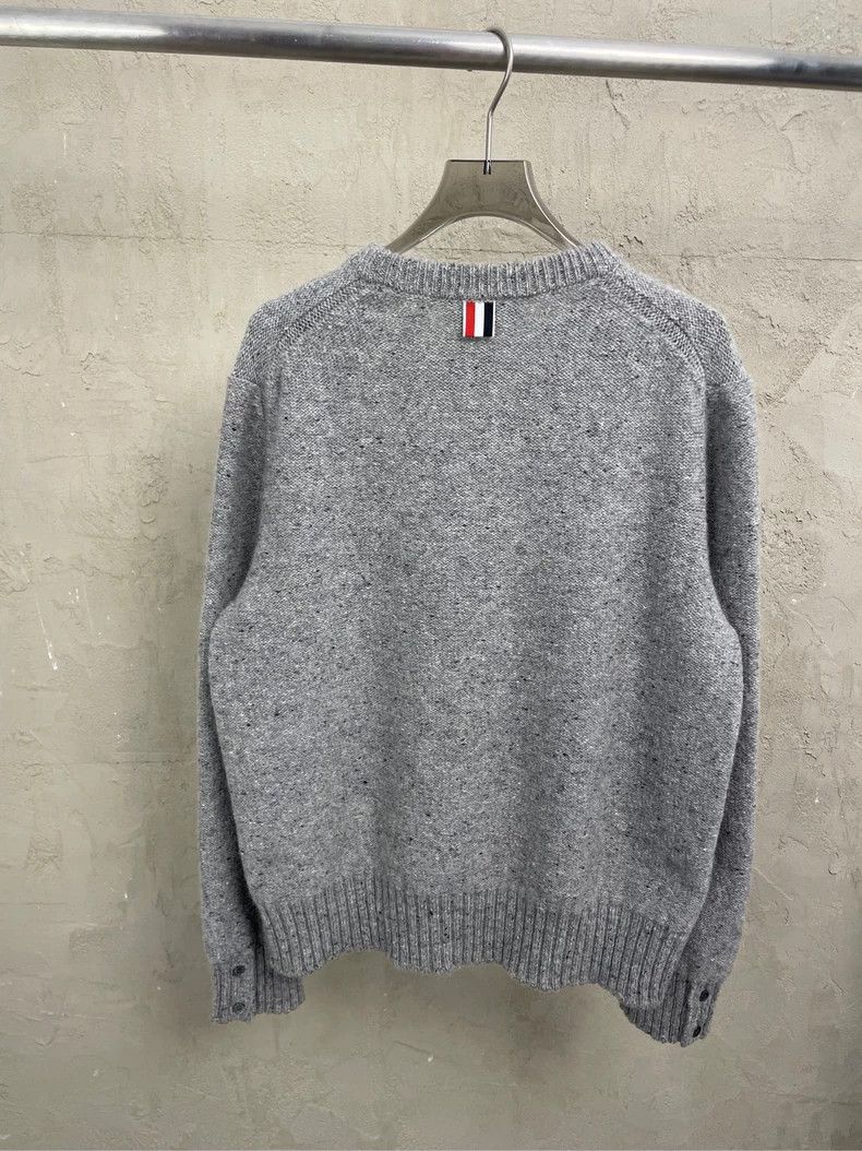 Thom Browne Thom browne Gray four-striped round-neck wool horsehair swe Size US M / EU 48-50 / 2 - 2 Thumbnail