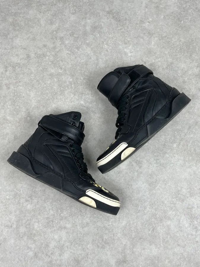 Givenchy SS2015 Givenchy Tyson Black Floral High Leather Sneakers by Riccardo Tisci Size US 8 / EU 41 - 4 Thumbnail