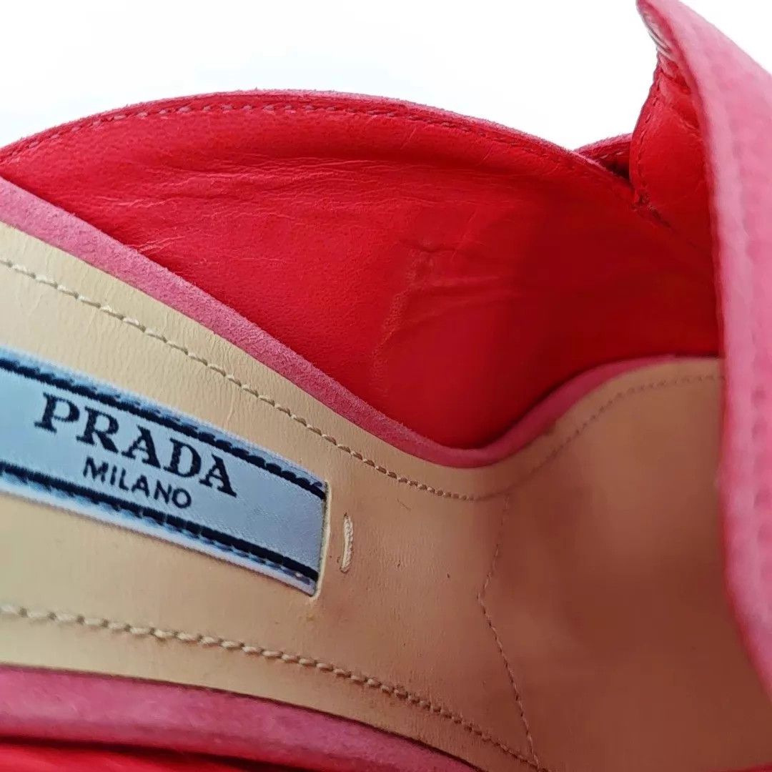 Prada PRADA Women's Gold Buckle Block Heel High Heels 37 Size US 6.5 / IT 36.5 - 3 Thumbnail