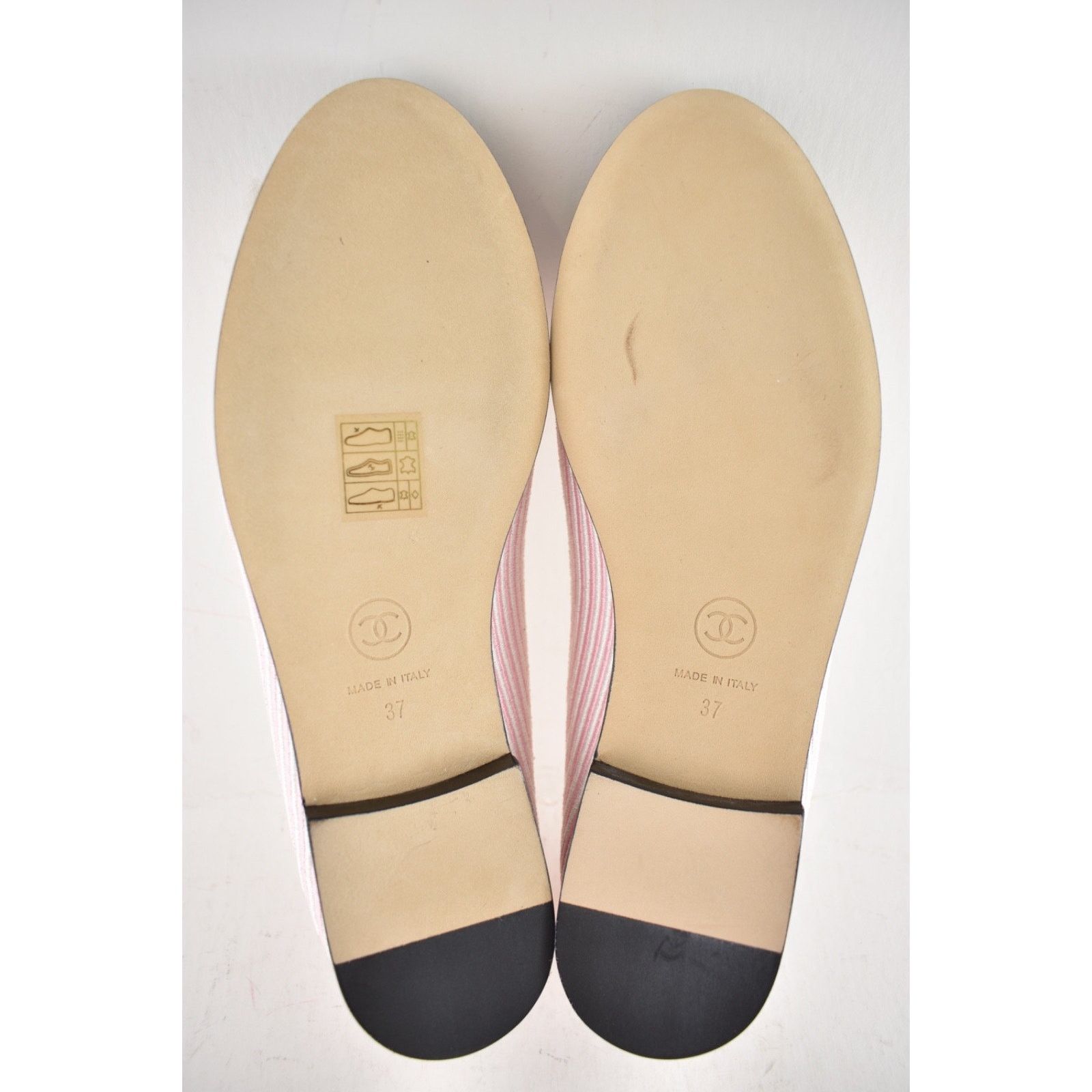 Chanel Chanel 24S Pink White Black Pinstripe Stripe CC Logo Ballet Size US 7 / IT 37 - 17 Thumbnail