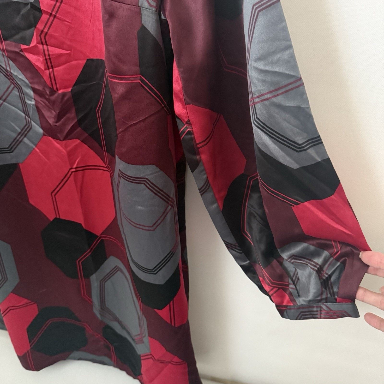 Other Mixit Sheath Dress Black Red Geometric Baby Doll Satin XL Size XL / US 12-14 / IT 48-50 - 5 Thumbnail